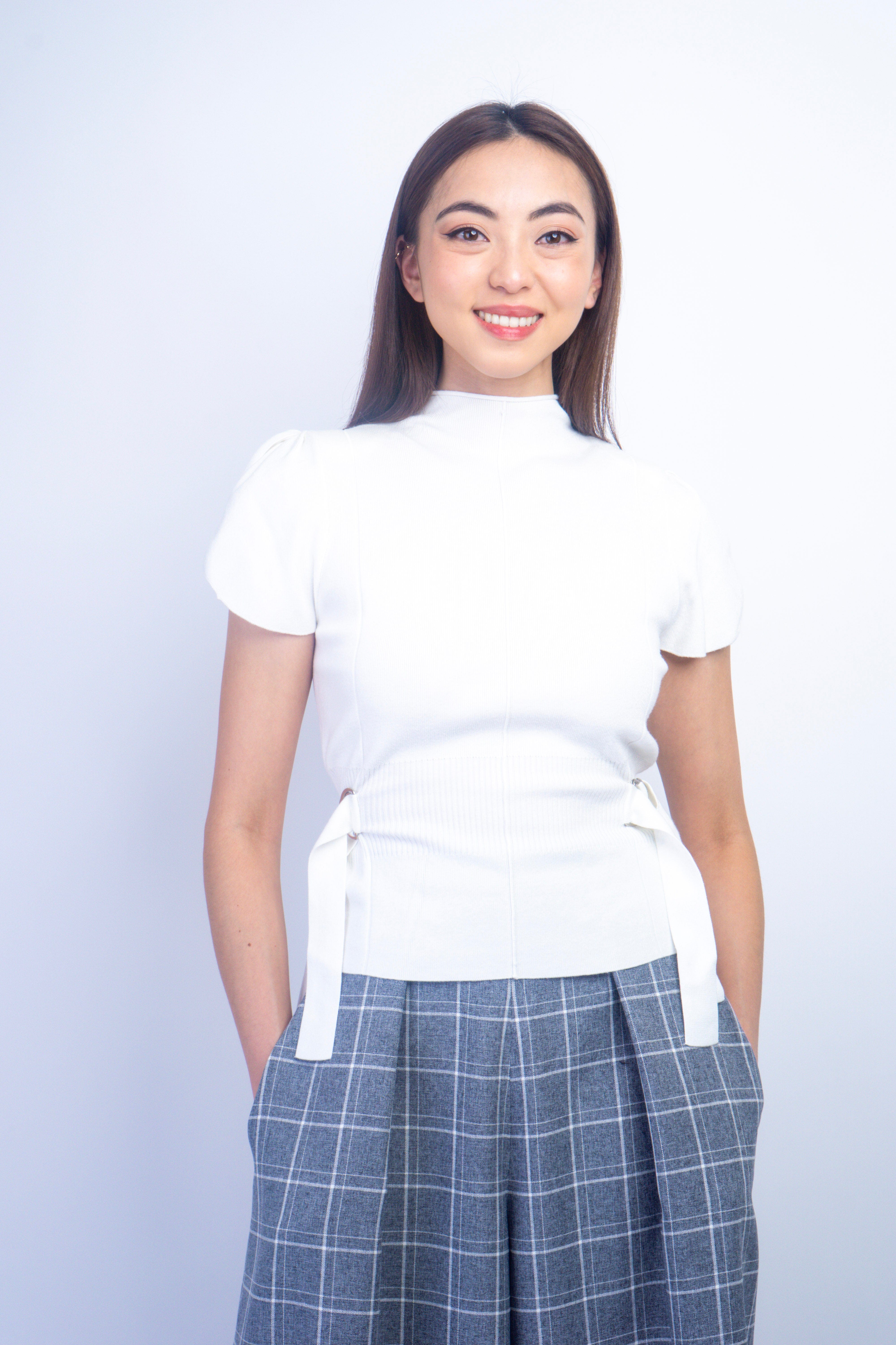 Private Label SWEATERS Ivory Tulip Sleeve Mock Neck Sweater D-Ring Belt Top
