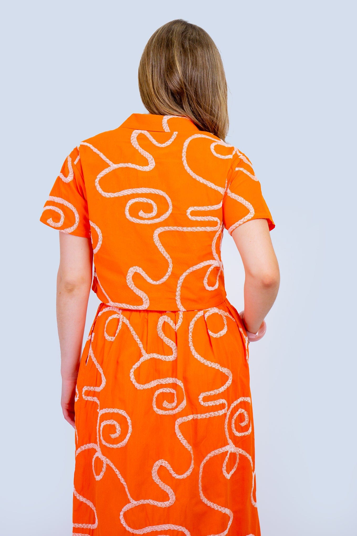 DCD TOPS Beige Swirls Orange Top