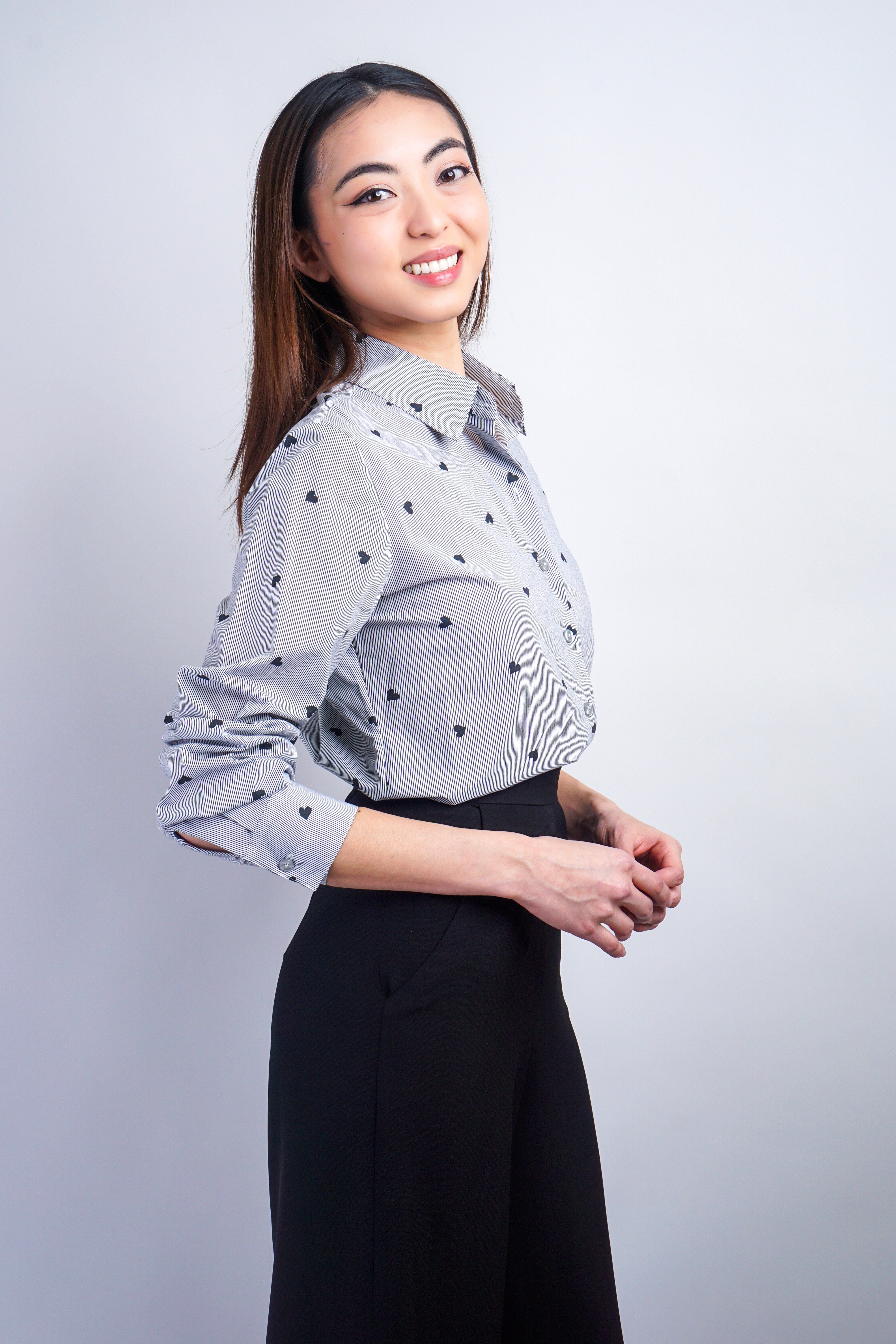 Chloe Dao TOPS Black Heart Stripe Cotton Jennifer Dress Shirt