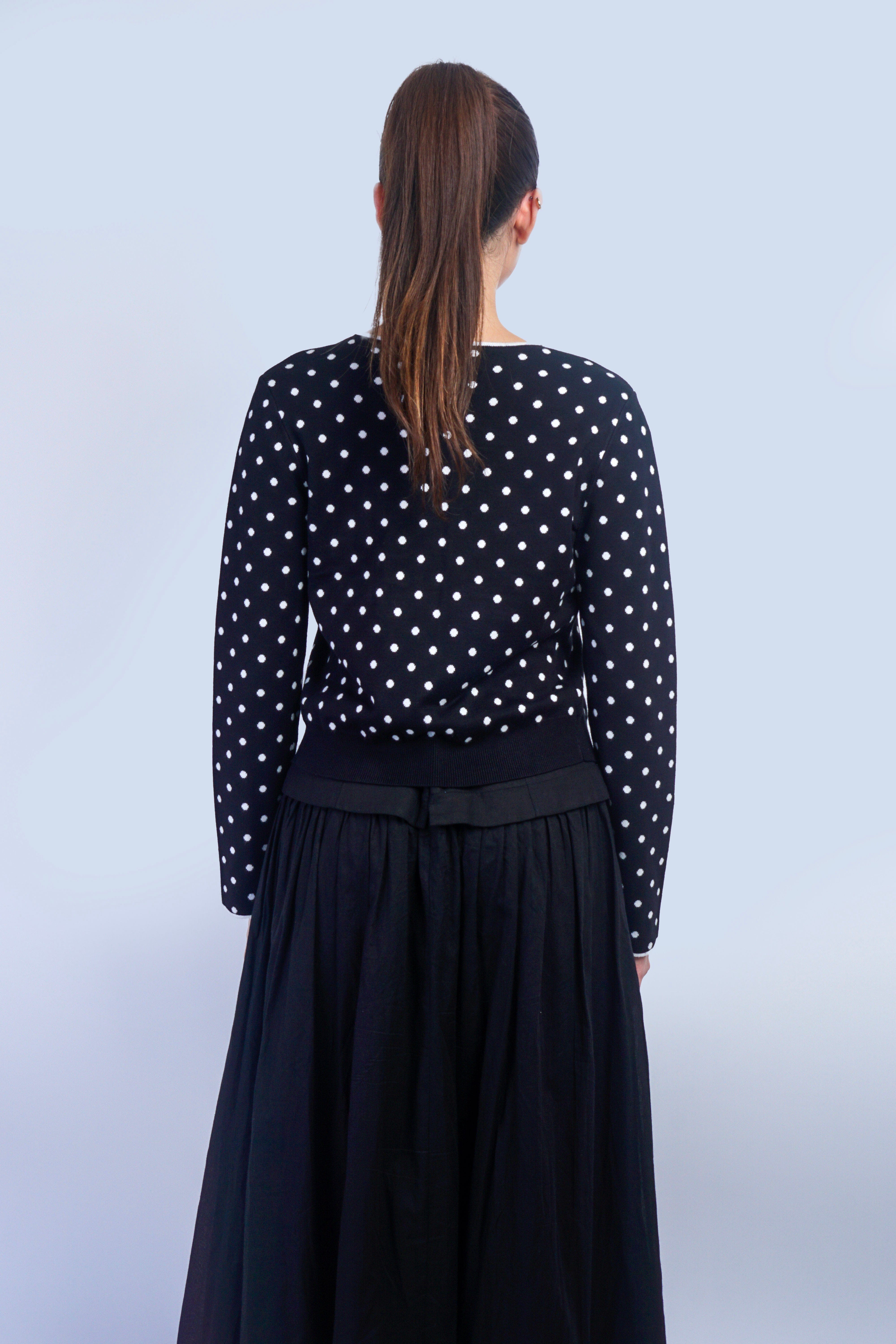 Private Label TOPS Black Polka Dot Cardigan