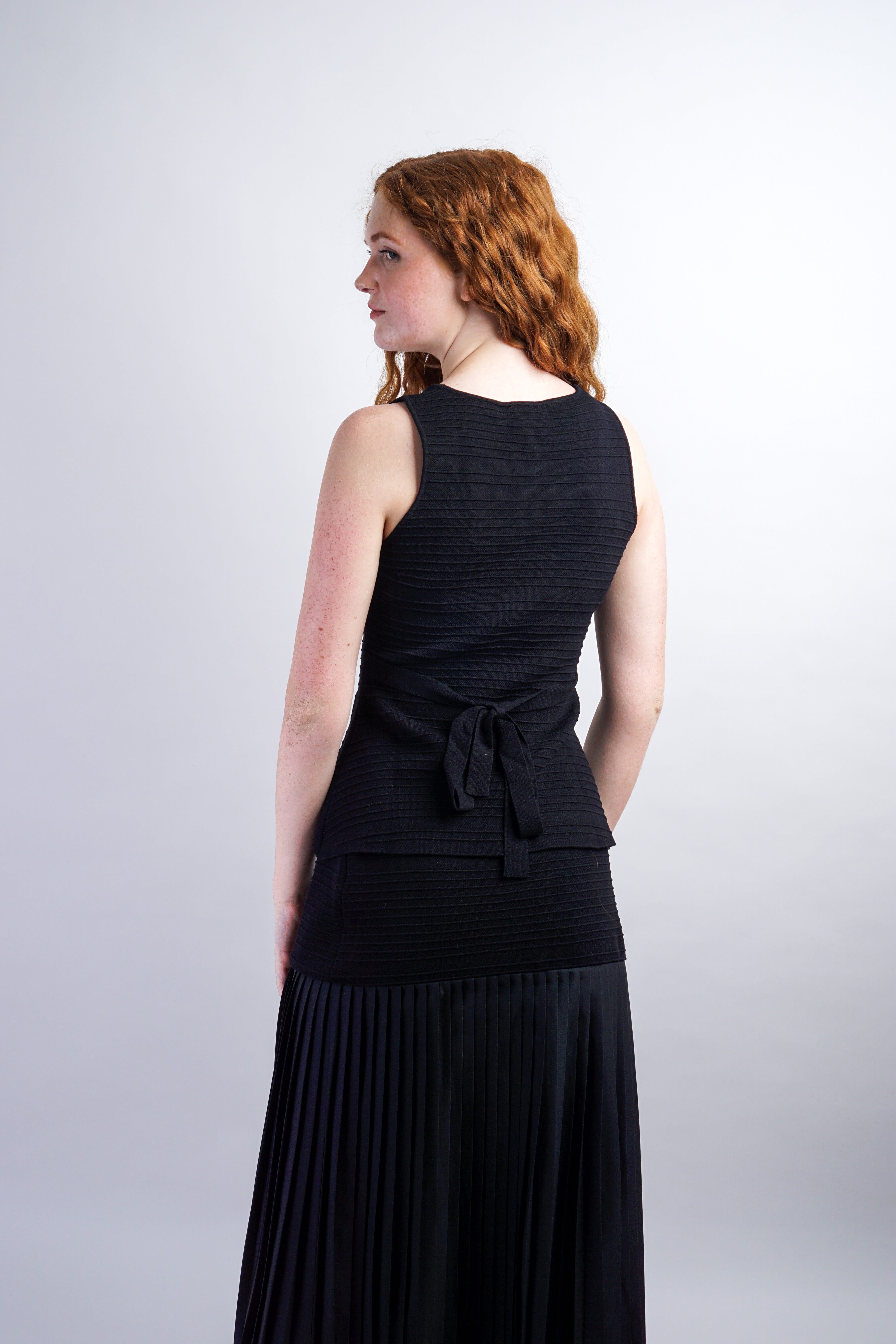 Private Label TOPS Black Square Neck Knit Waist Top