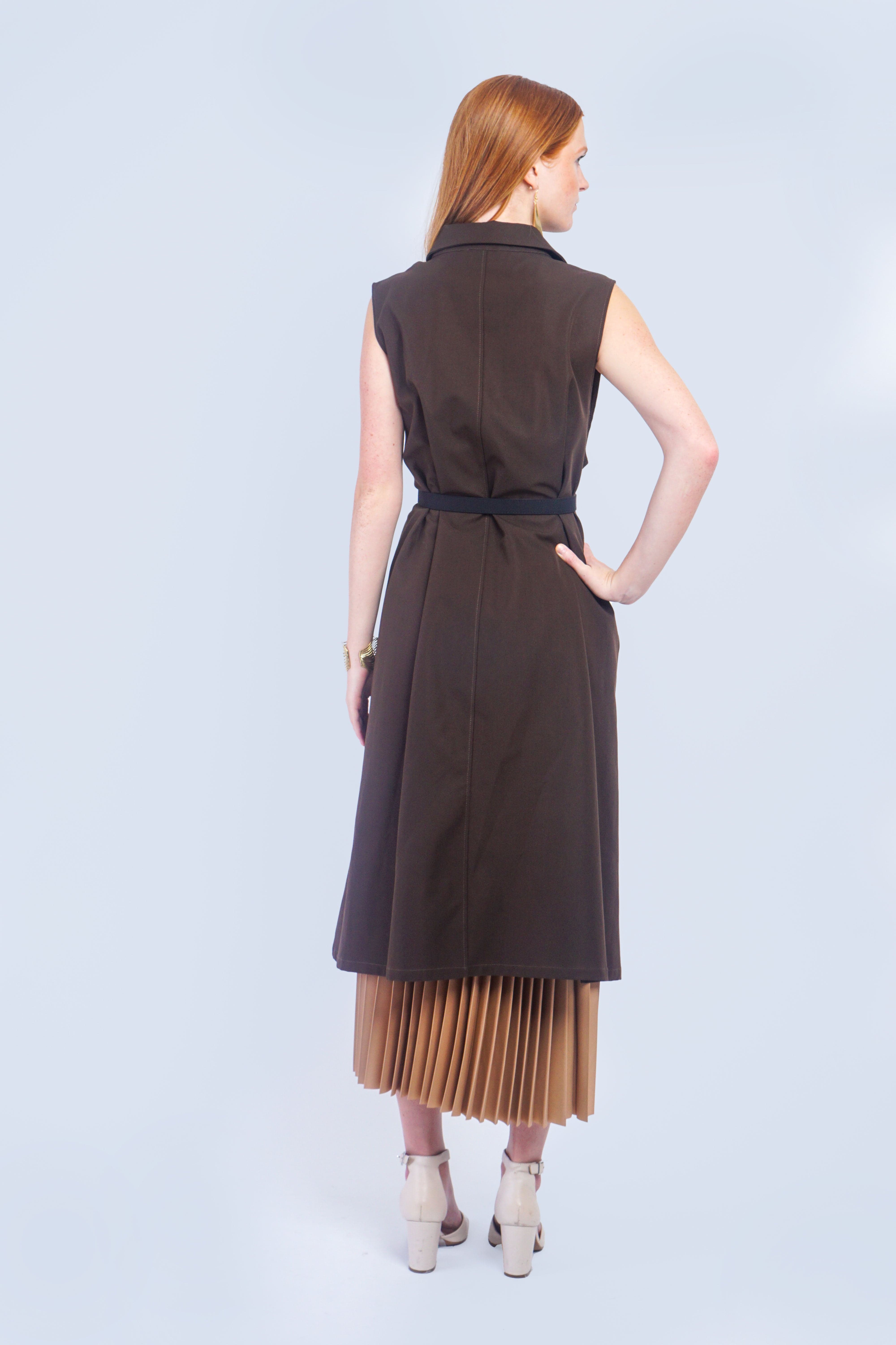 Private Label TOPS Brown Brown Diamond Vest Dress
