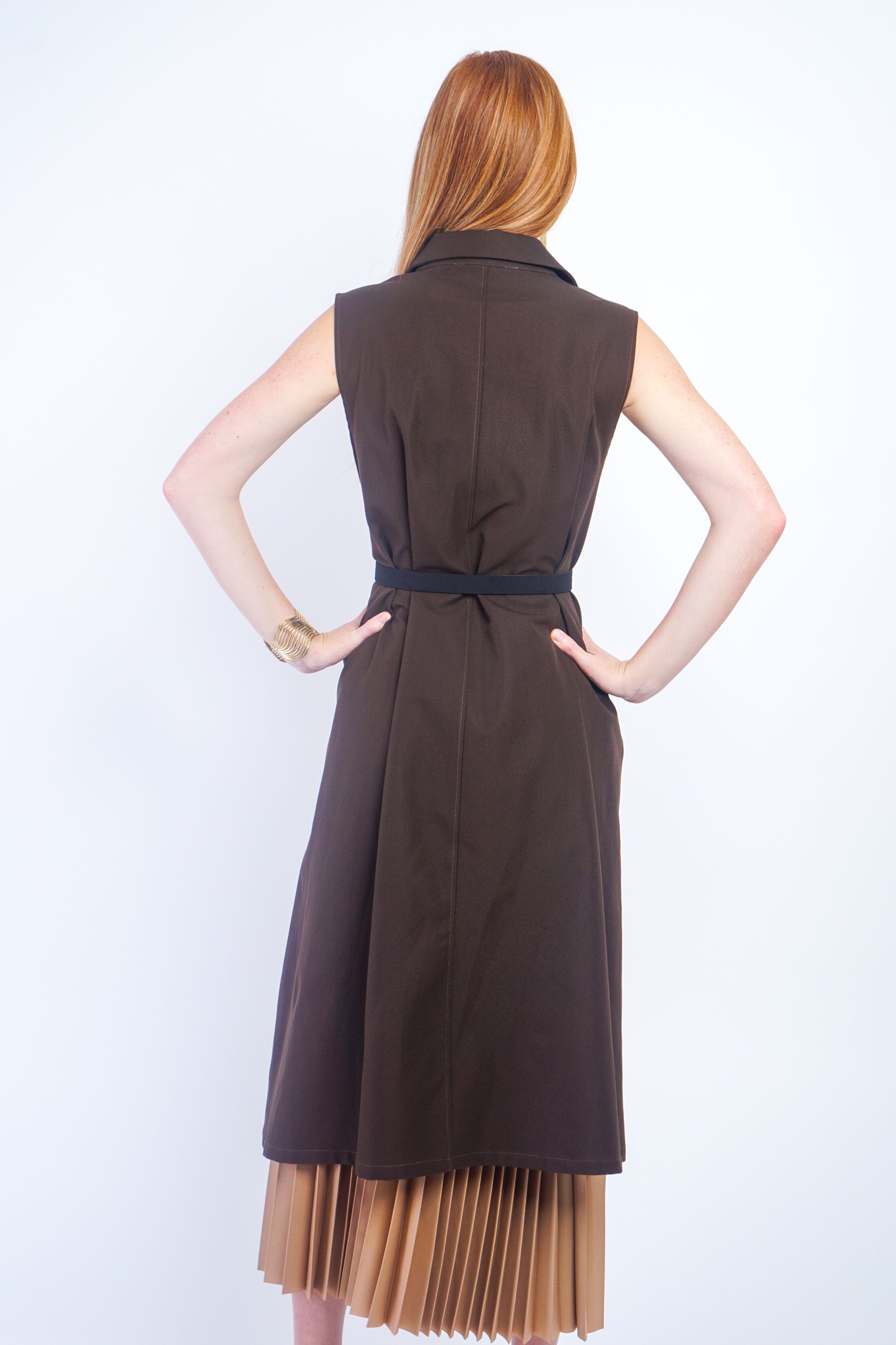 Private Label TOPS Brown Brown Diamond Vest Dress