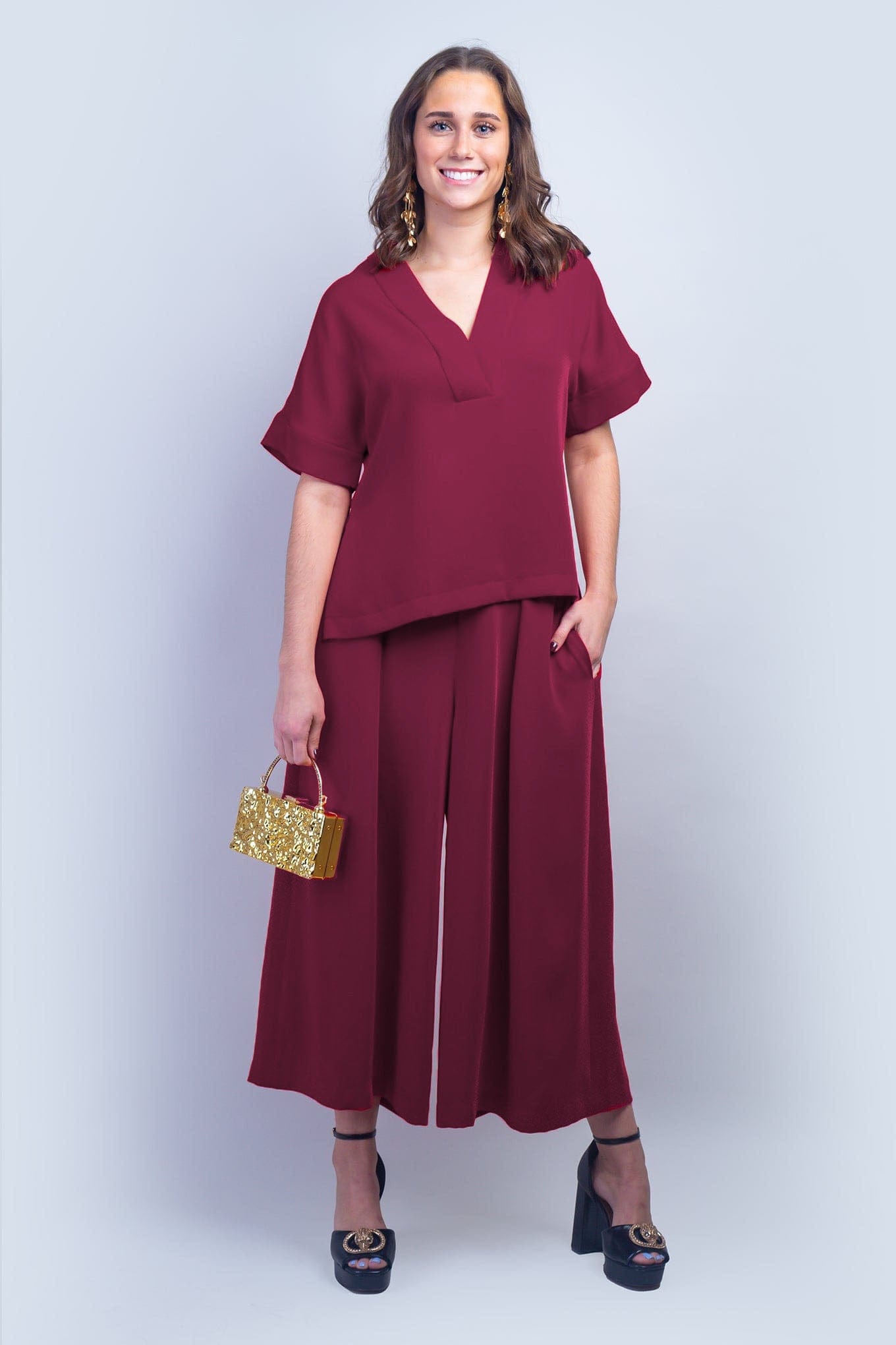 Chloe Dao design TOPS Burgundy Kimono Kiko Top
