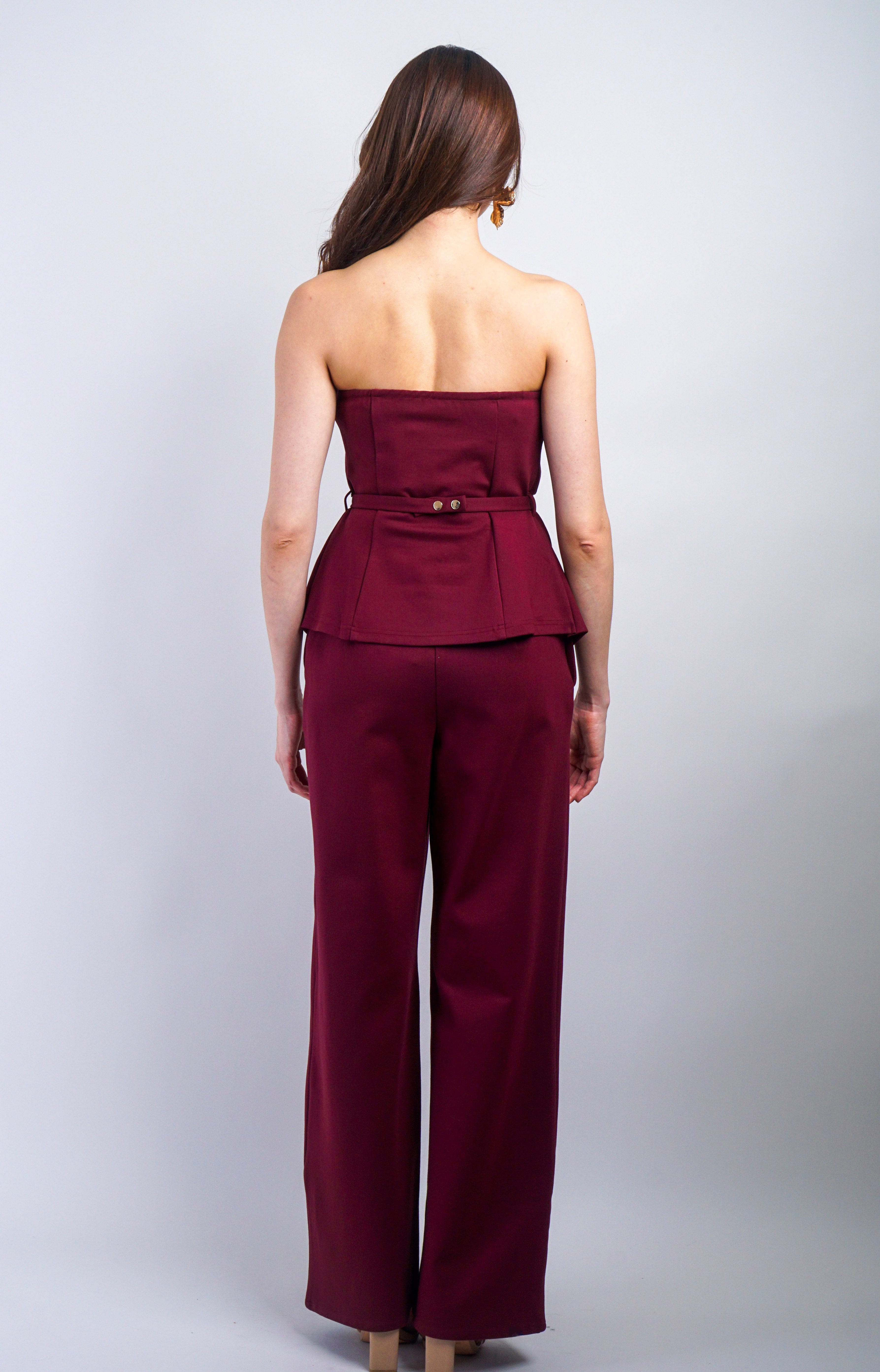 Private Label TOPS Burgundy Overlap Tube Top