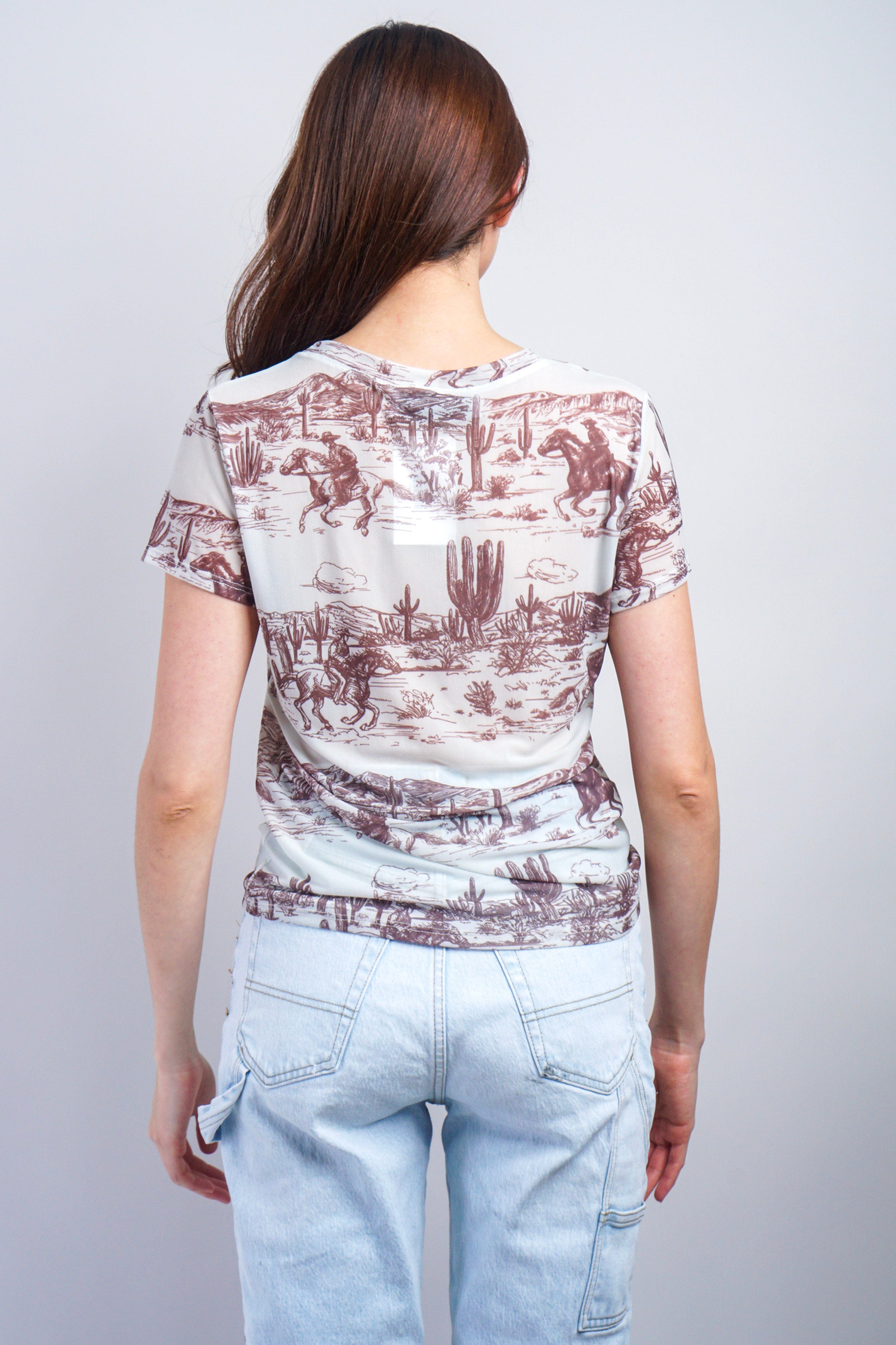 Private Label TOPS Cowboy Mesh Top