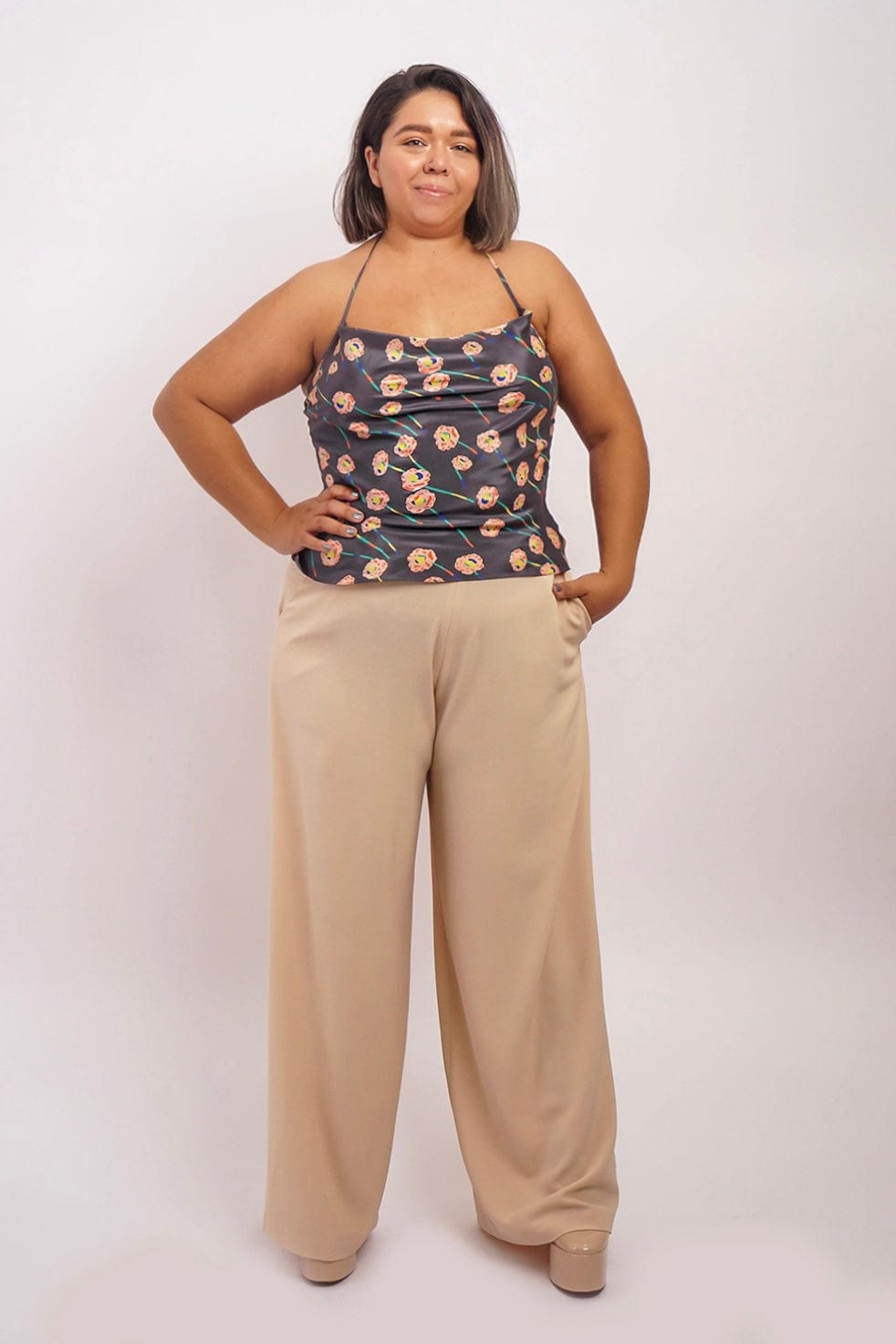 DCD TOPS Floral Print Colina Cowl Neck Top