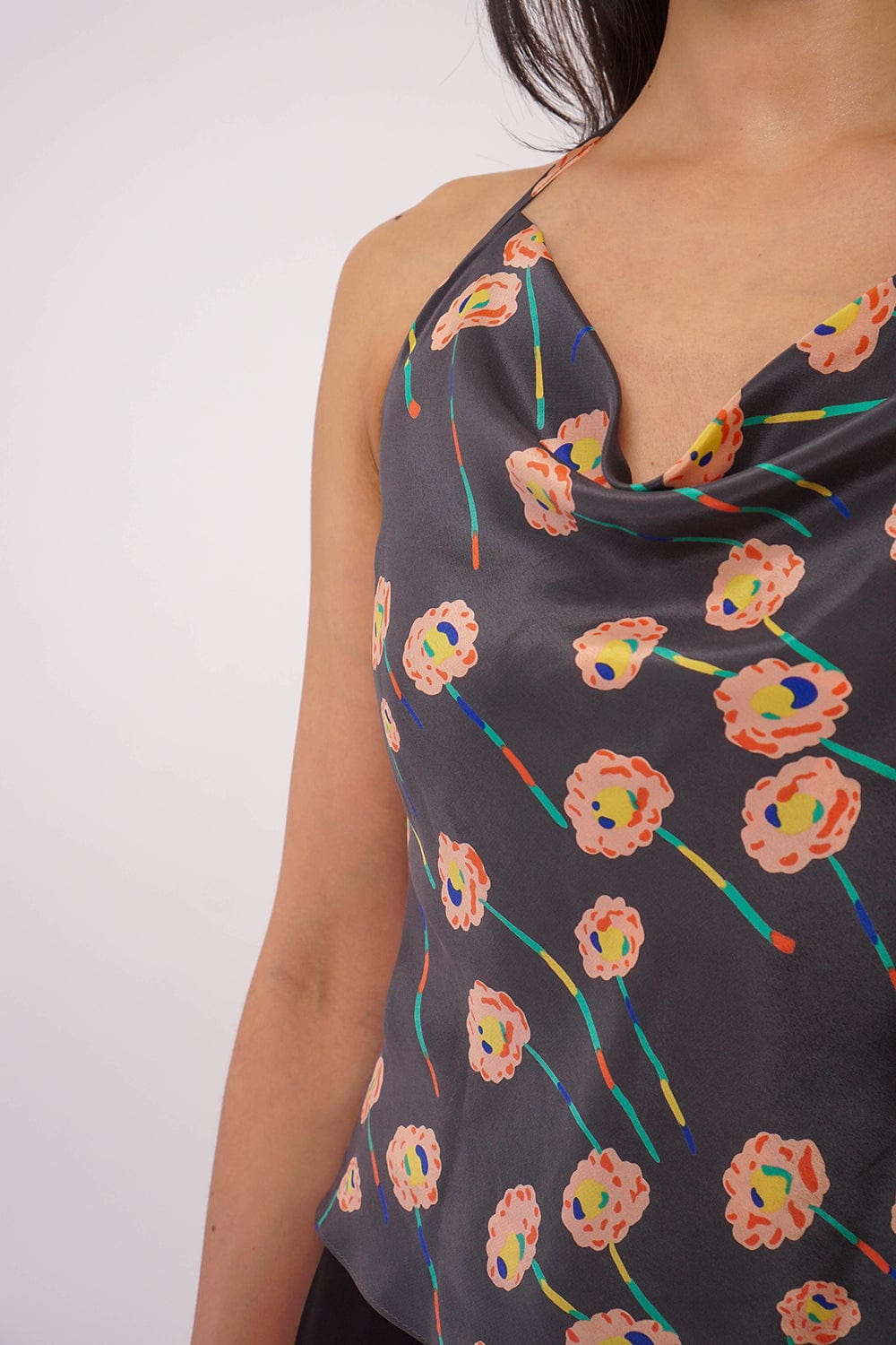 DCD TOPS Floral Print Colina Cowl Neck Top