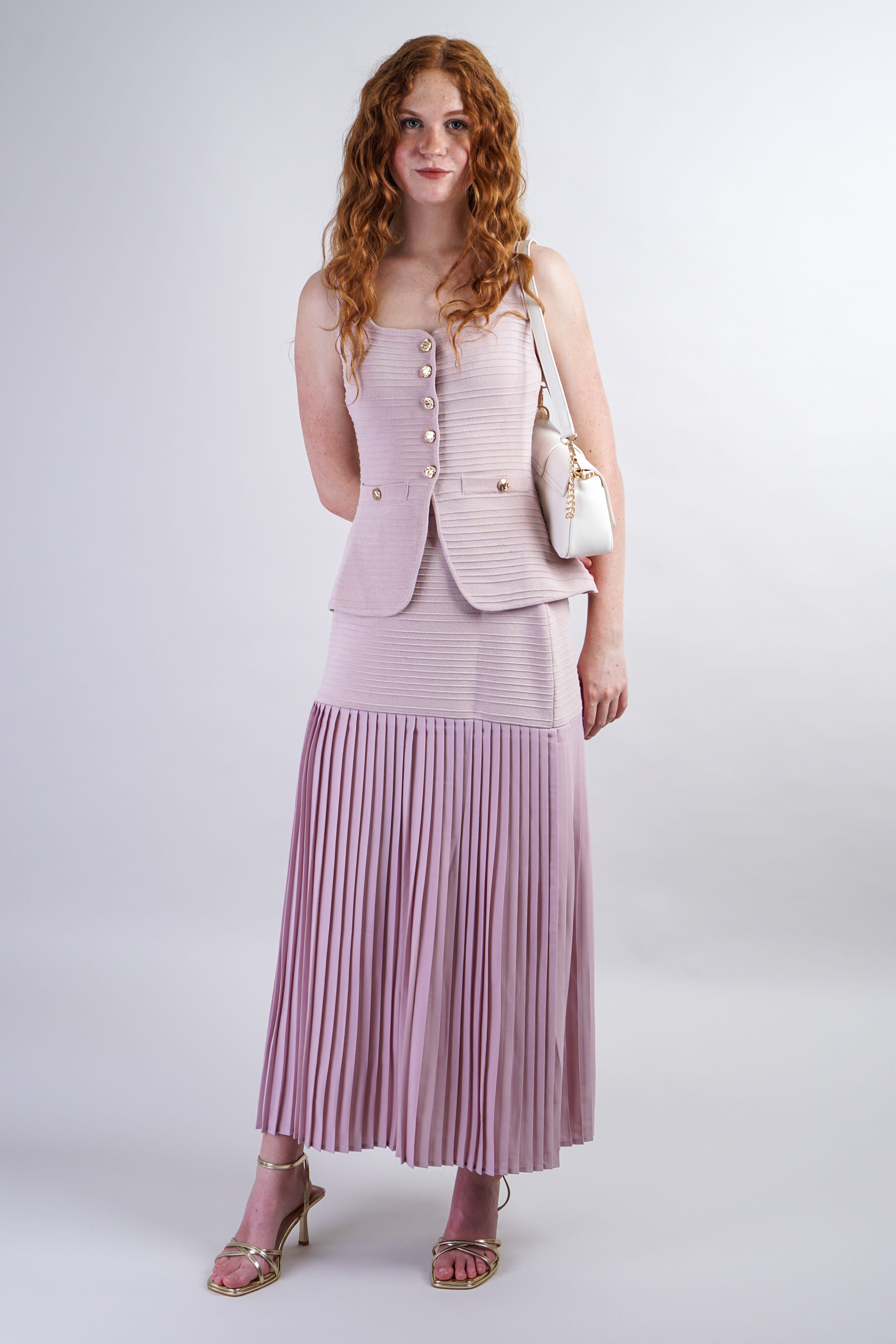 Private Label TOPS Mauve Square Neck Knit Waist Top