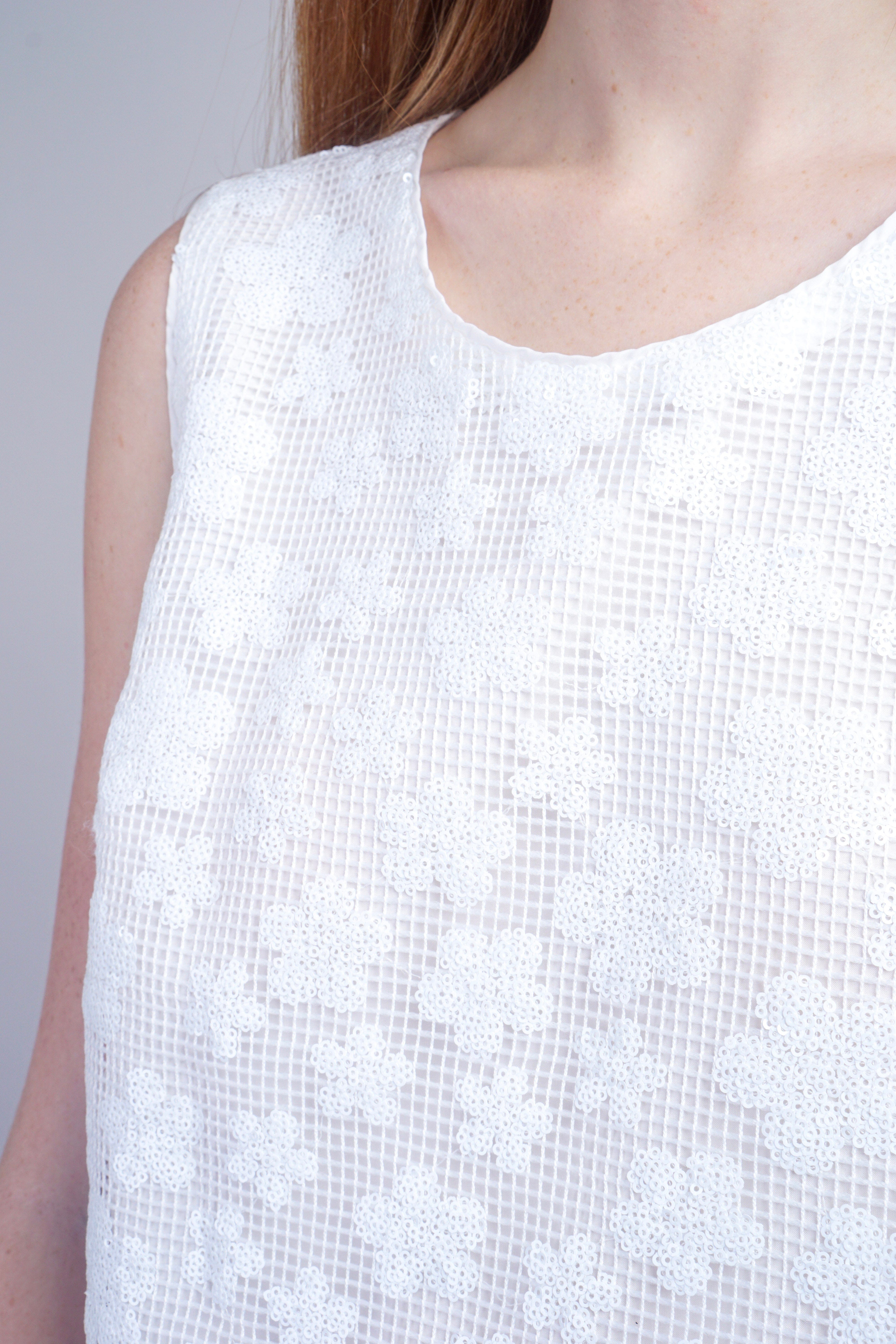 Private Label TOPS Off White Sleeveless Sequin Top