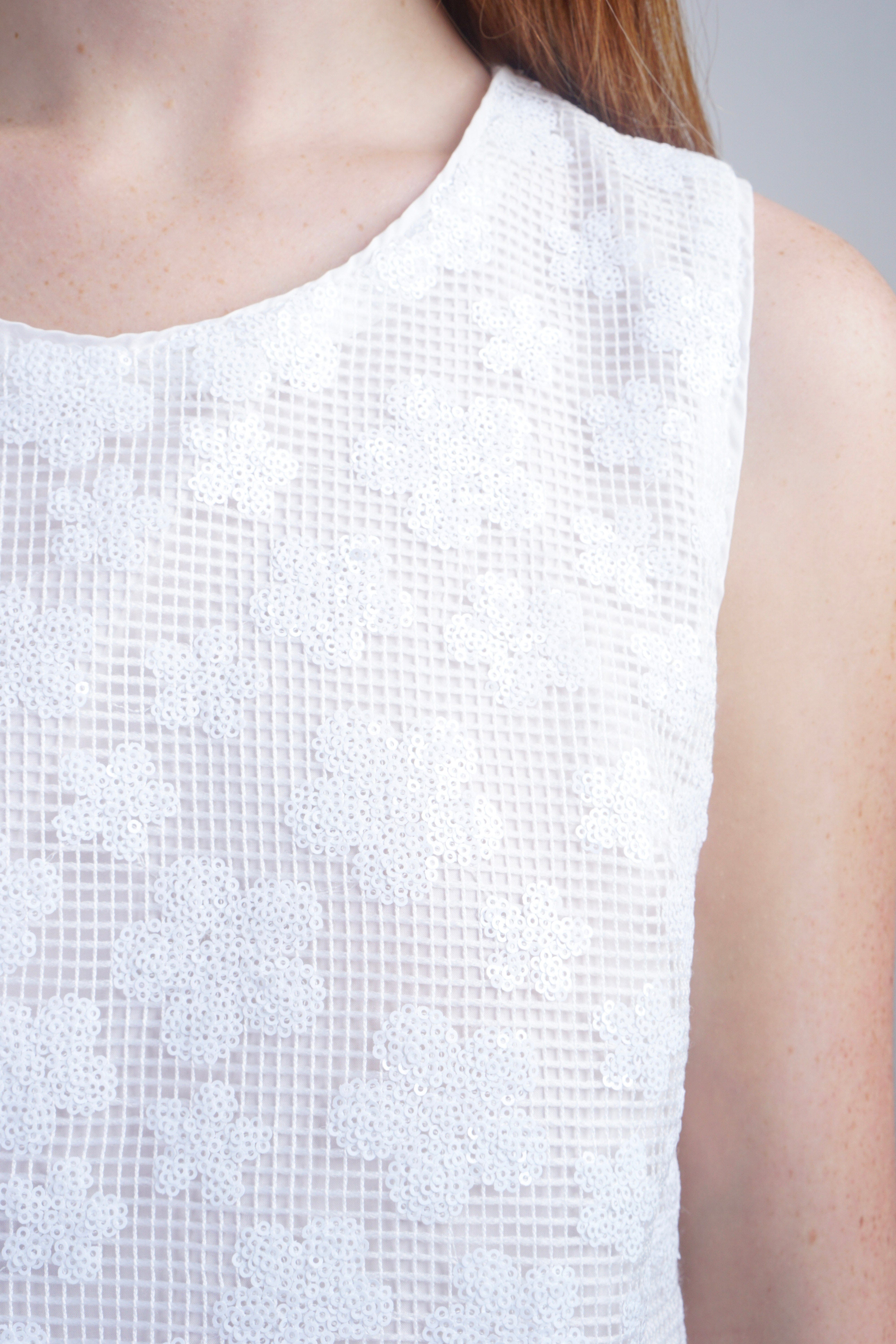 Private Label TOPS Off White Sleeveless Sequin Top