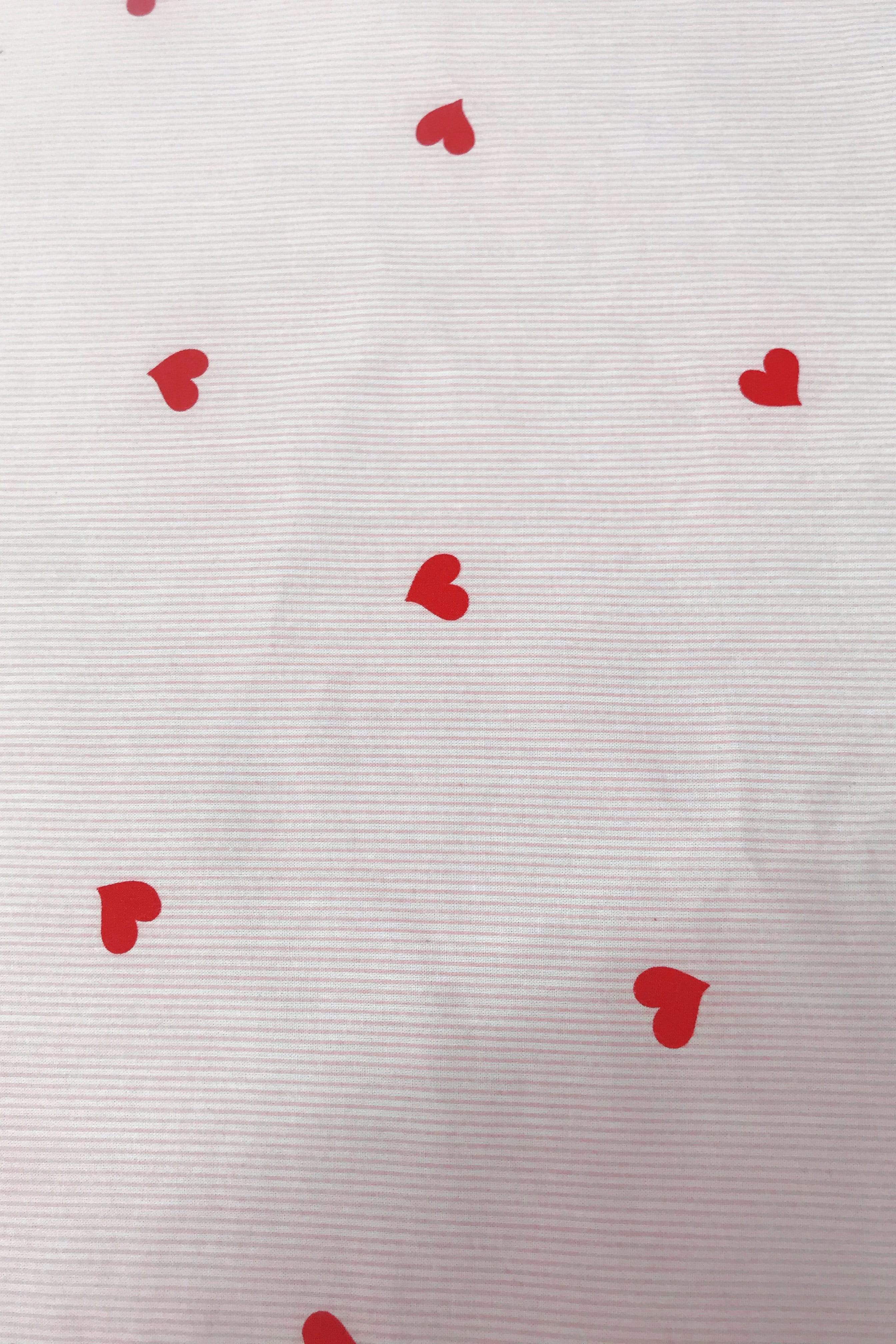 Chloe Dao TOPS Red Heart Stripe Cotton Dress Shirt