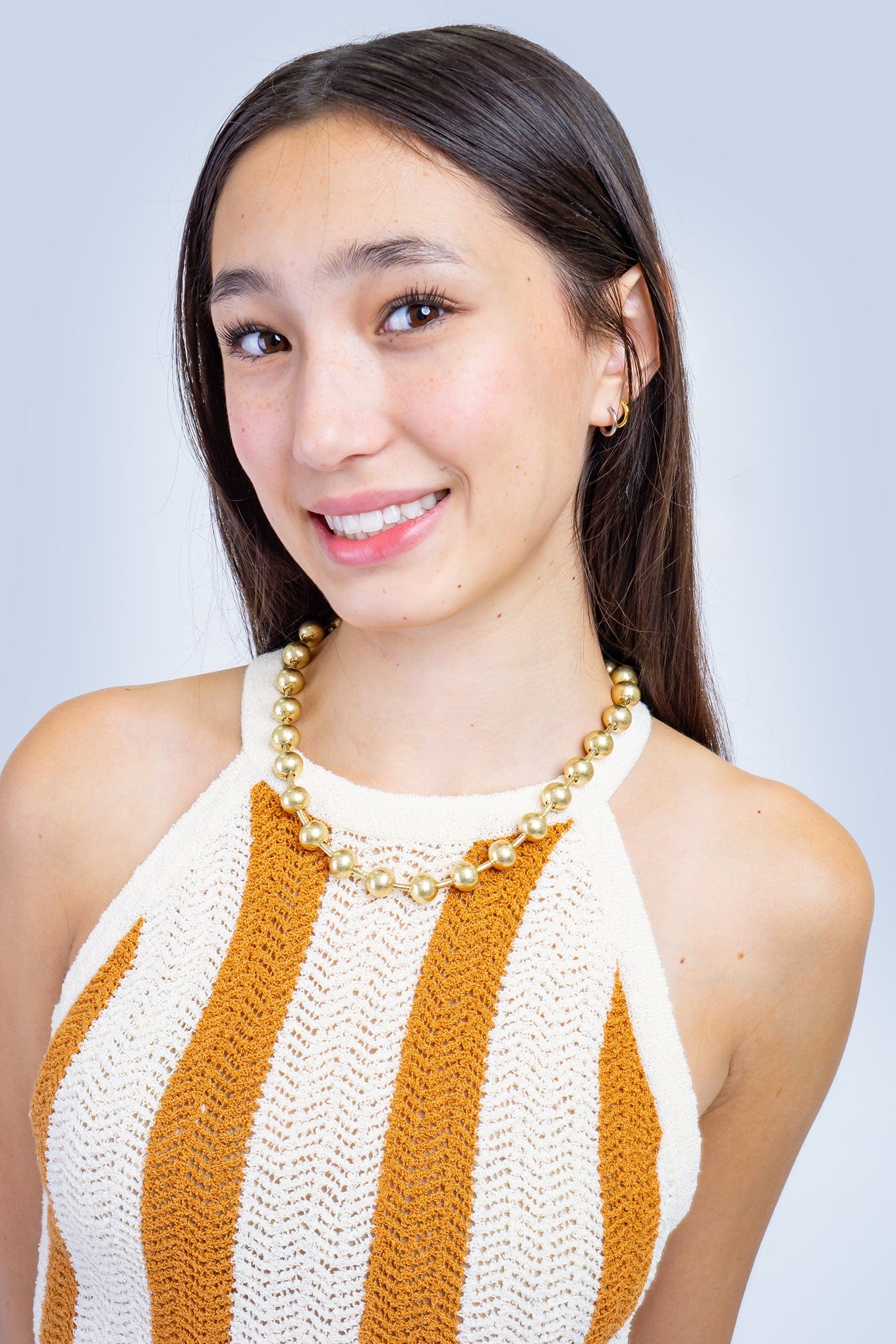 DCD TOPS Terracotta Stripes Knit Halter Top