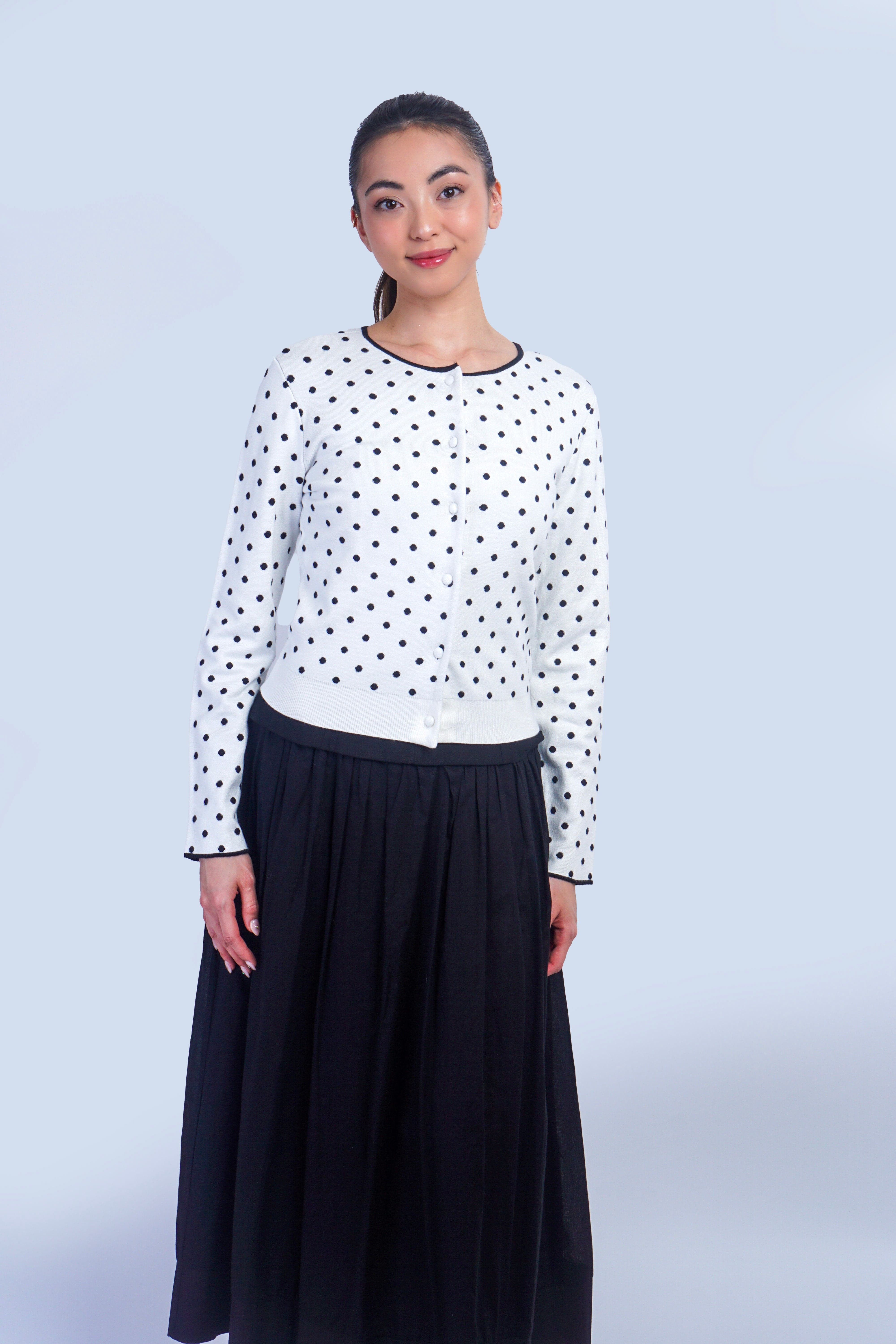 Private Label TOPS White Polka Dot Cardigan