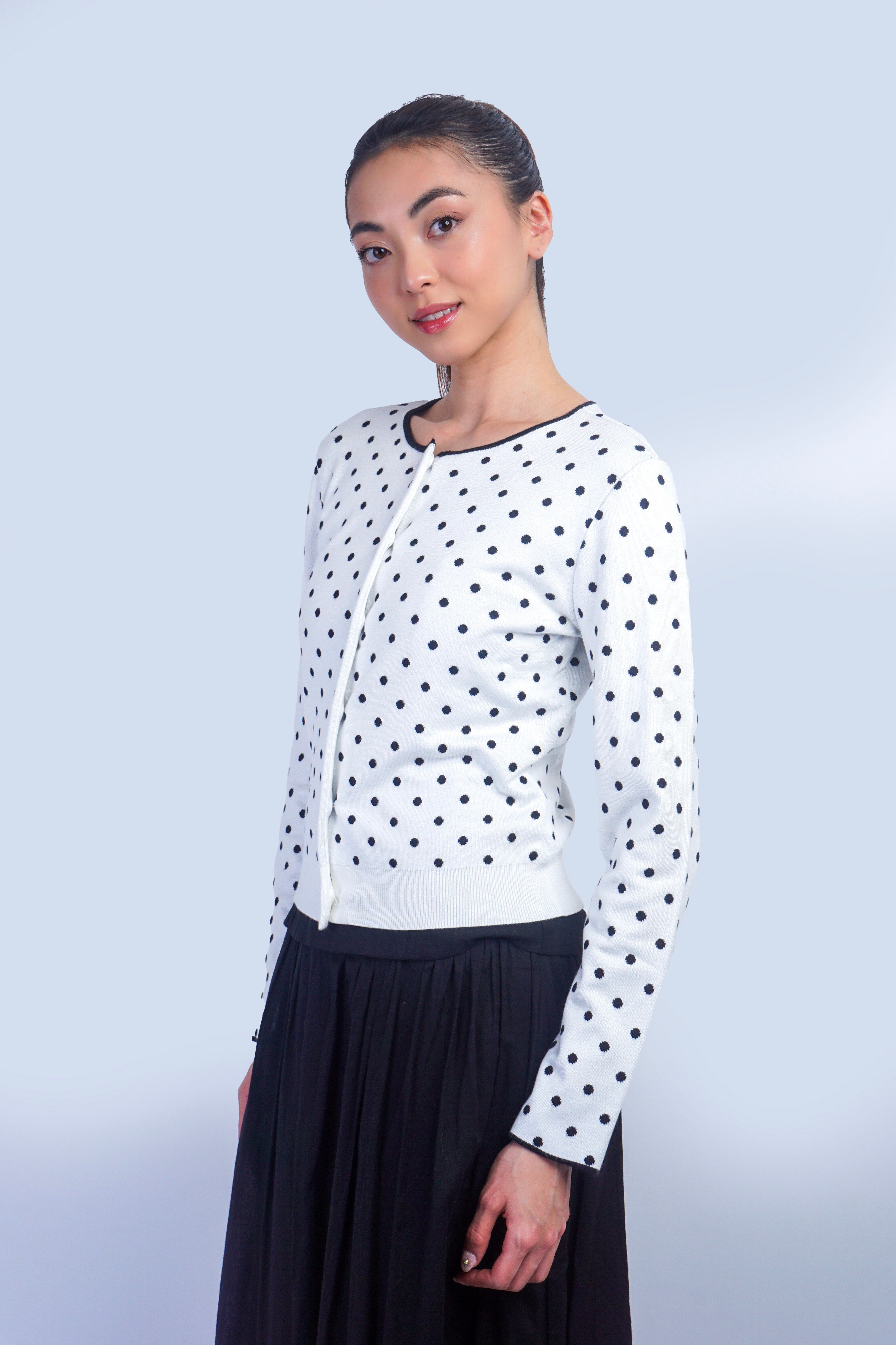Private Label TOPS White Polka Dot Cardigan