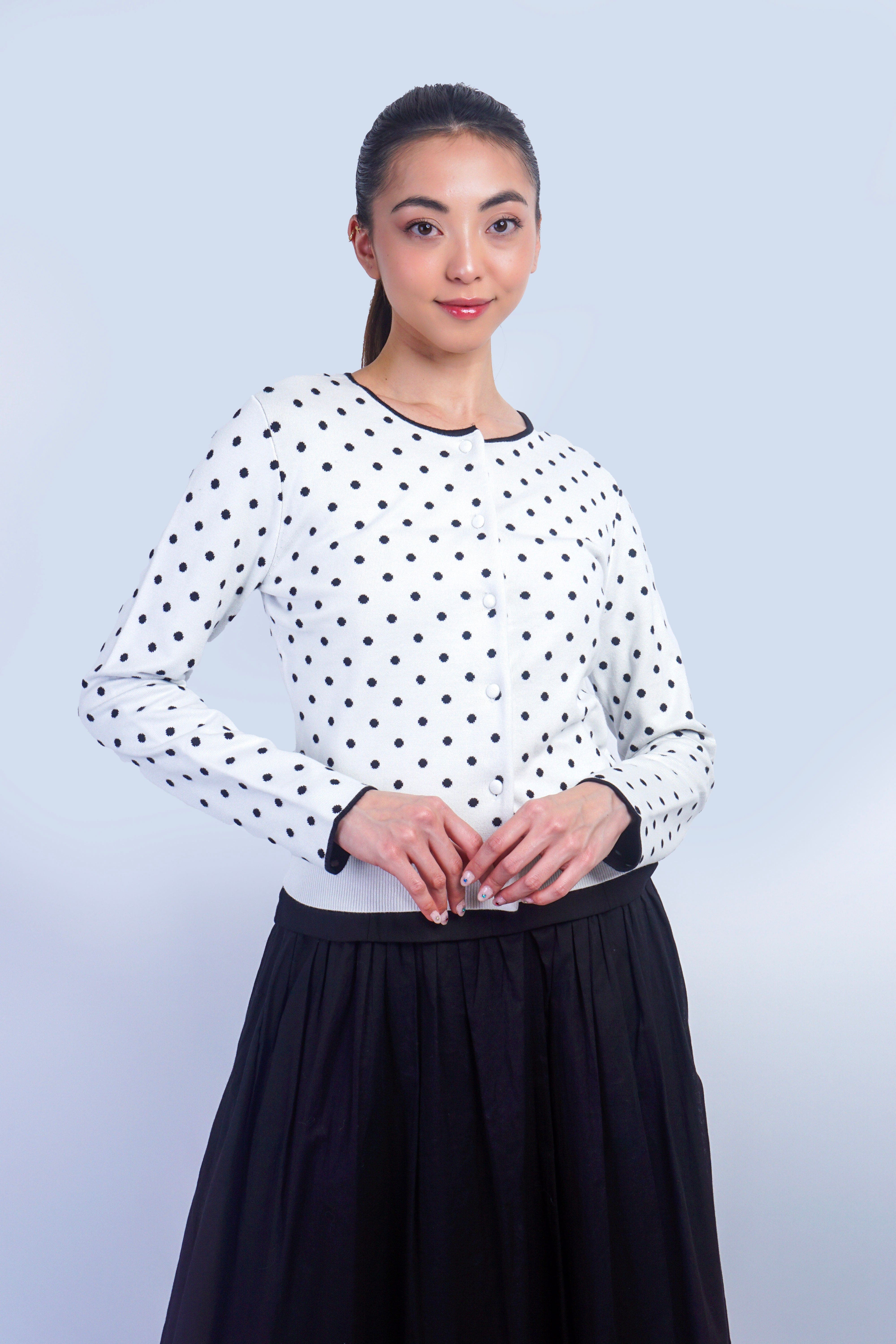 Private Label TOPS White Polka Dot Cardigan