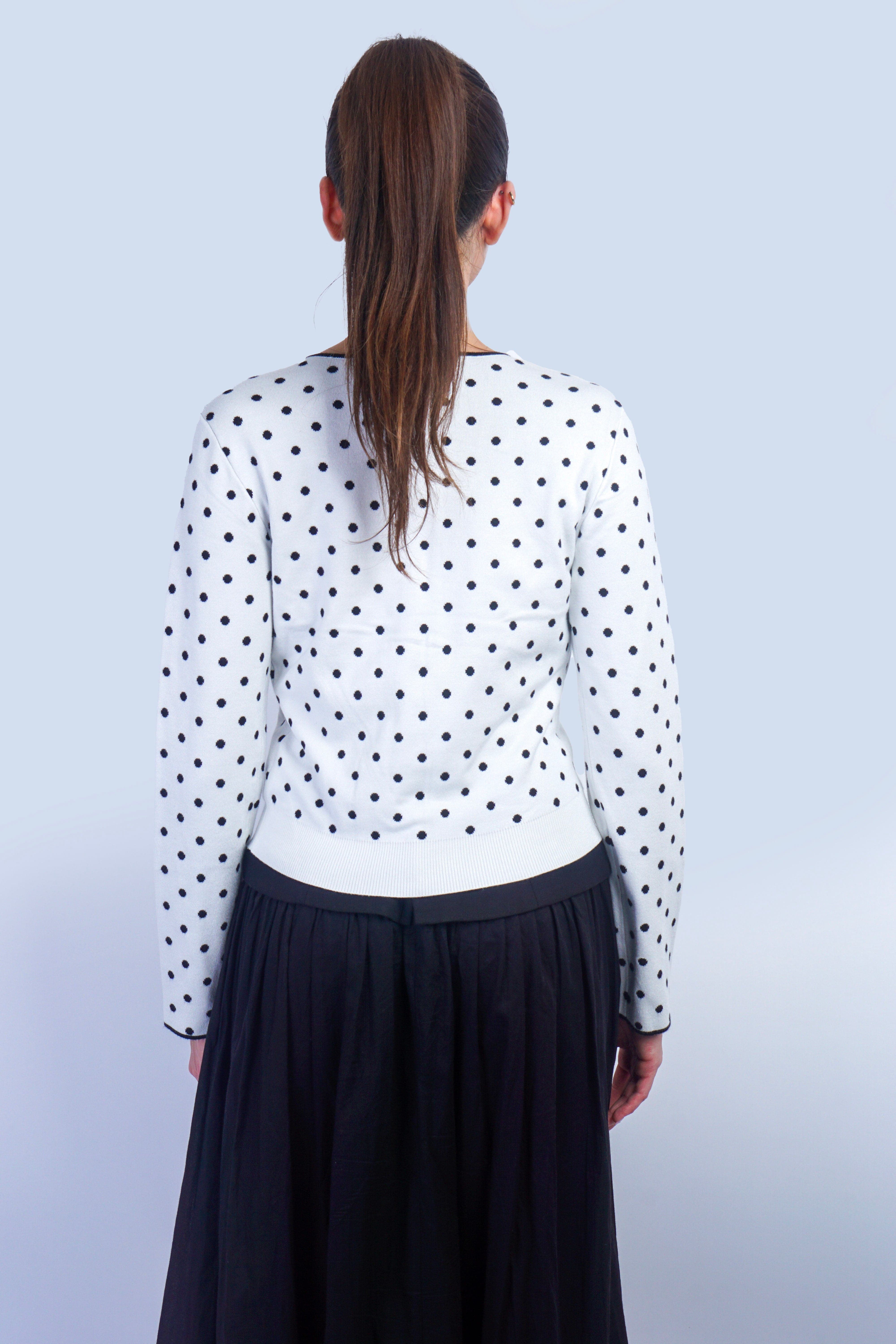 Private Label TOPS White Polka Dot Cardigan