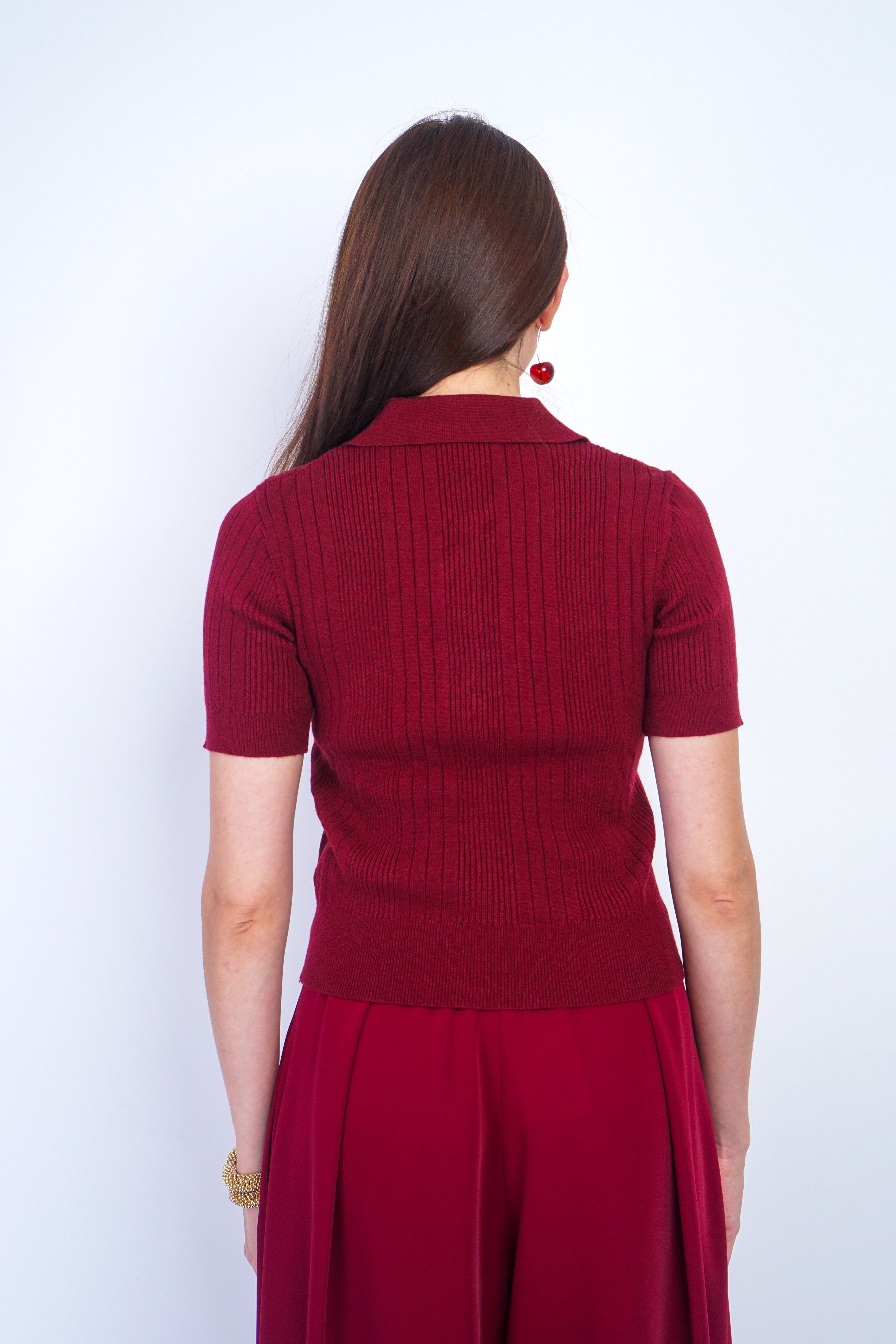 Private Label TOPS Wine Polo Sweater