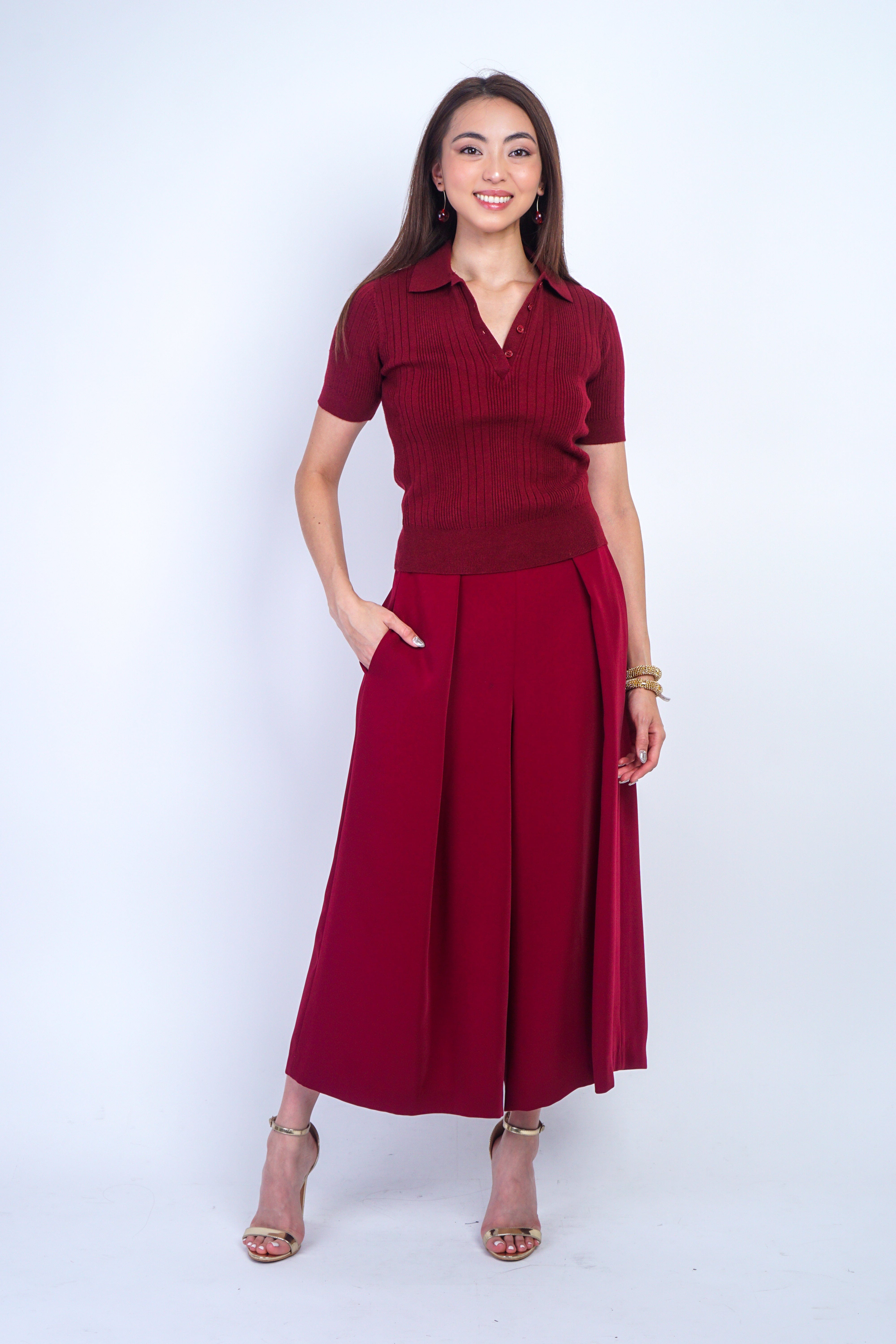 Private Label TOPS Wine Polo Sweater