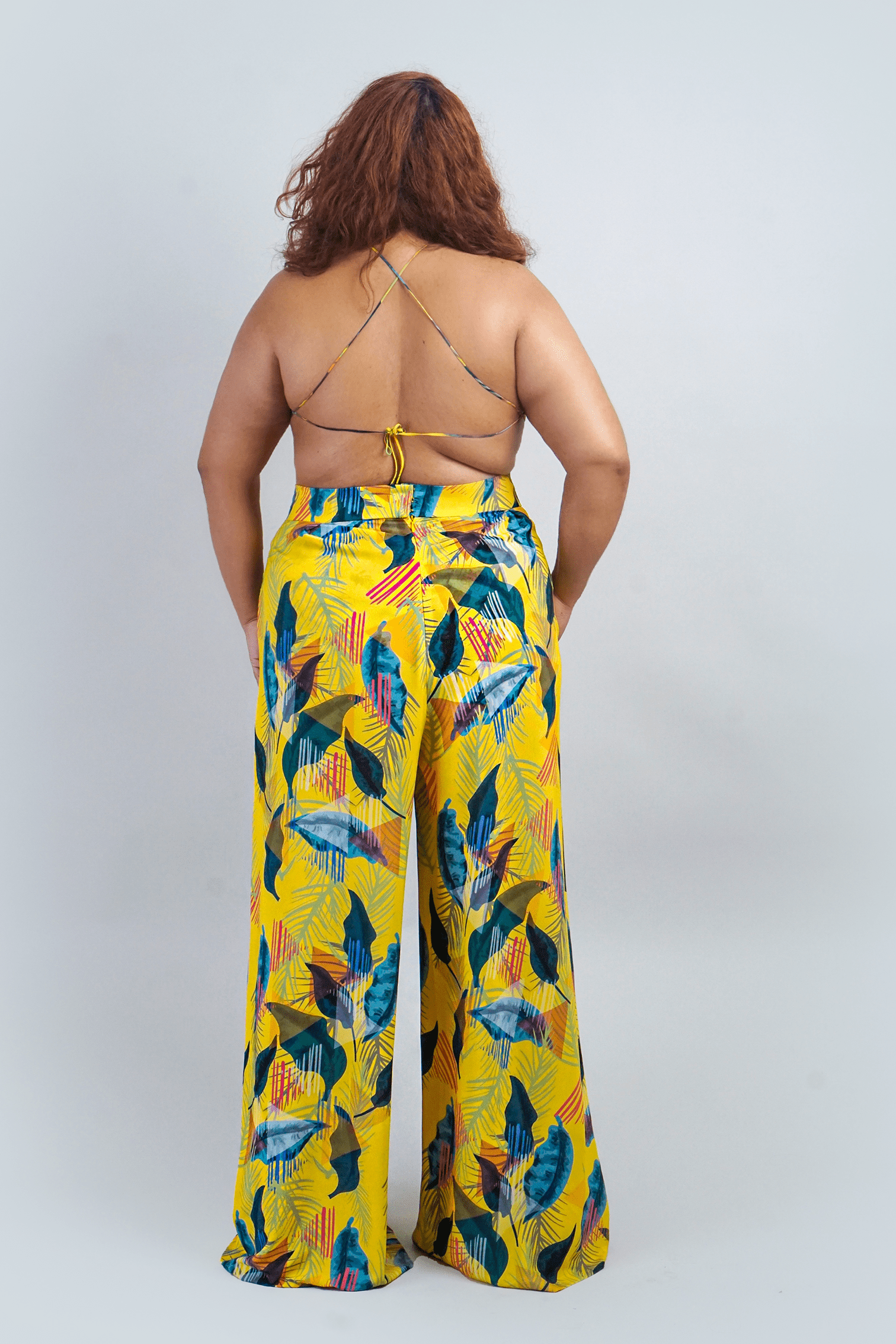 Chloe Dao TOPS Yellow Garden Print Cropped Top