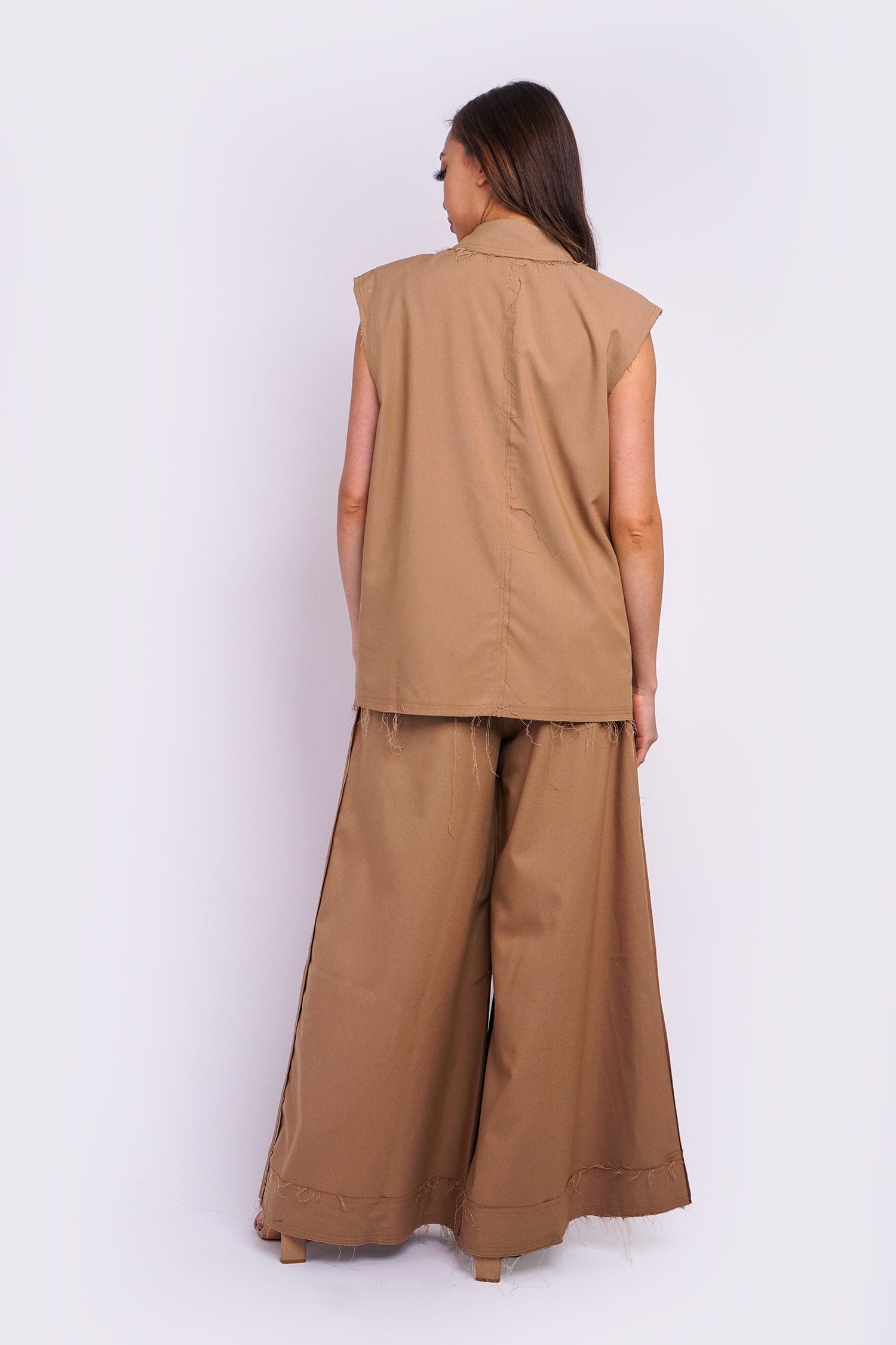 DCD Vests Taupe Tailor Metal Fringes Vest