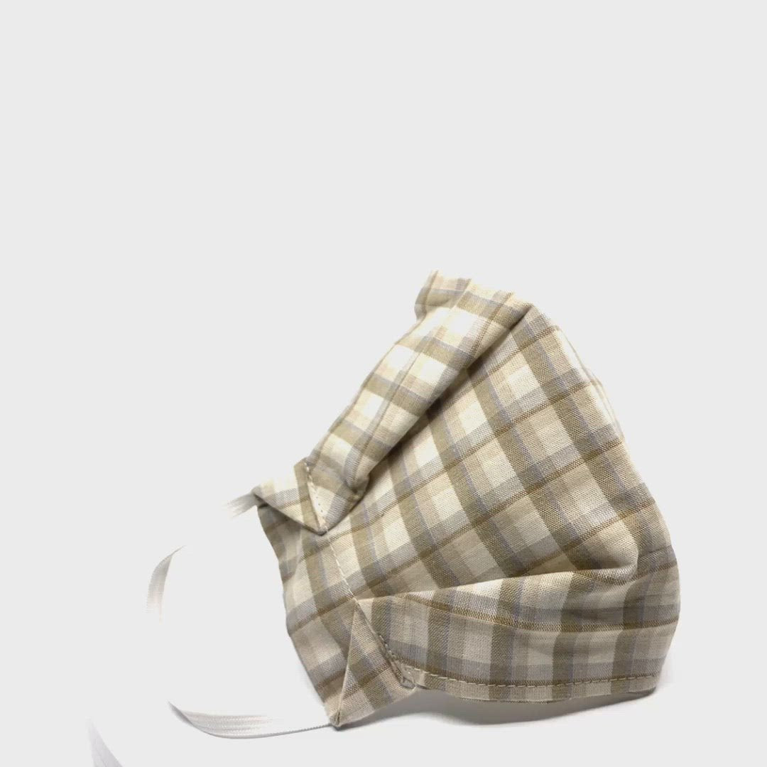 Organic Cotton Checker Cotton Face Mask. Elastic ear loops , nose wire. Made in Houston.