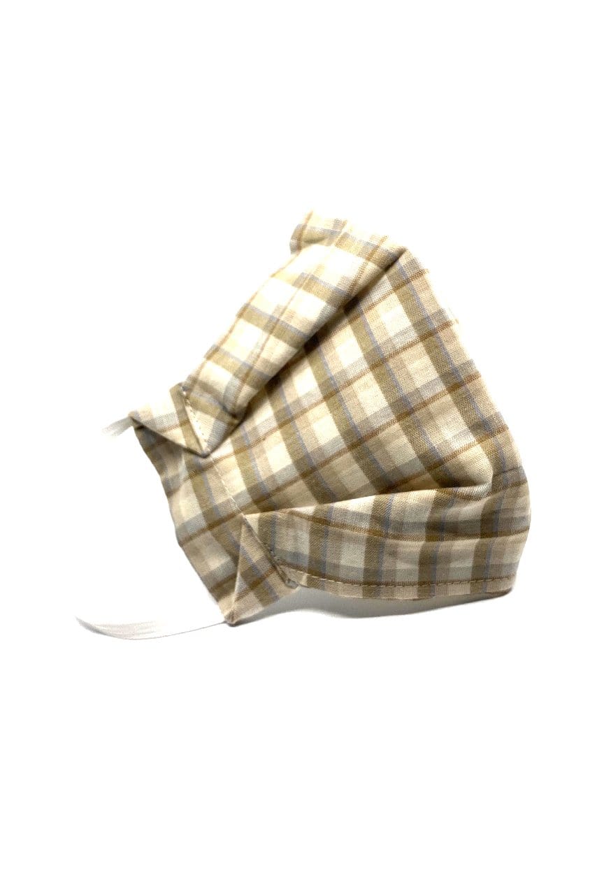 Box Pleated Face Masks Organic Cotton Checker (Box Pleated Mask with Filter Pocket) - Chloe Dao