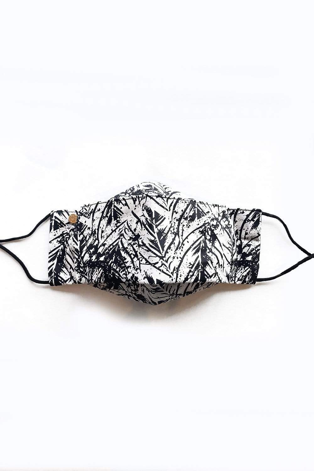 Box Pleated Face Masks Black & White Textured (Box Pleated Mask with Filter Pocket) - Chloe Dao