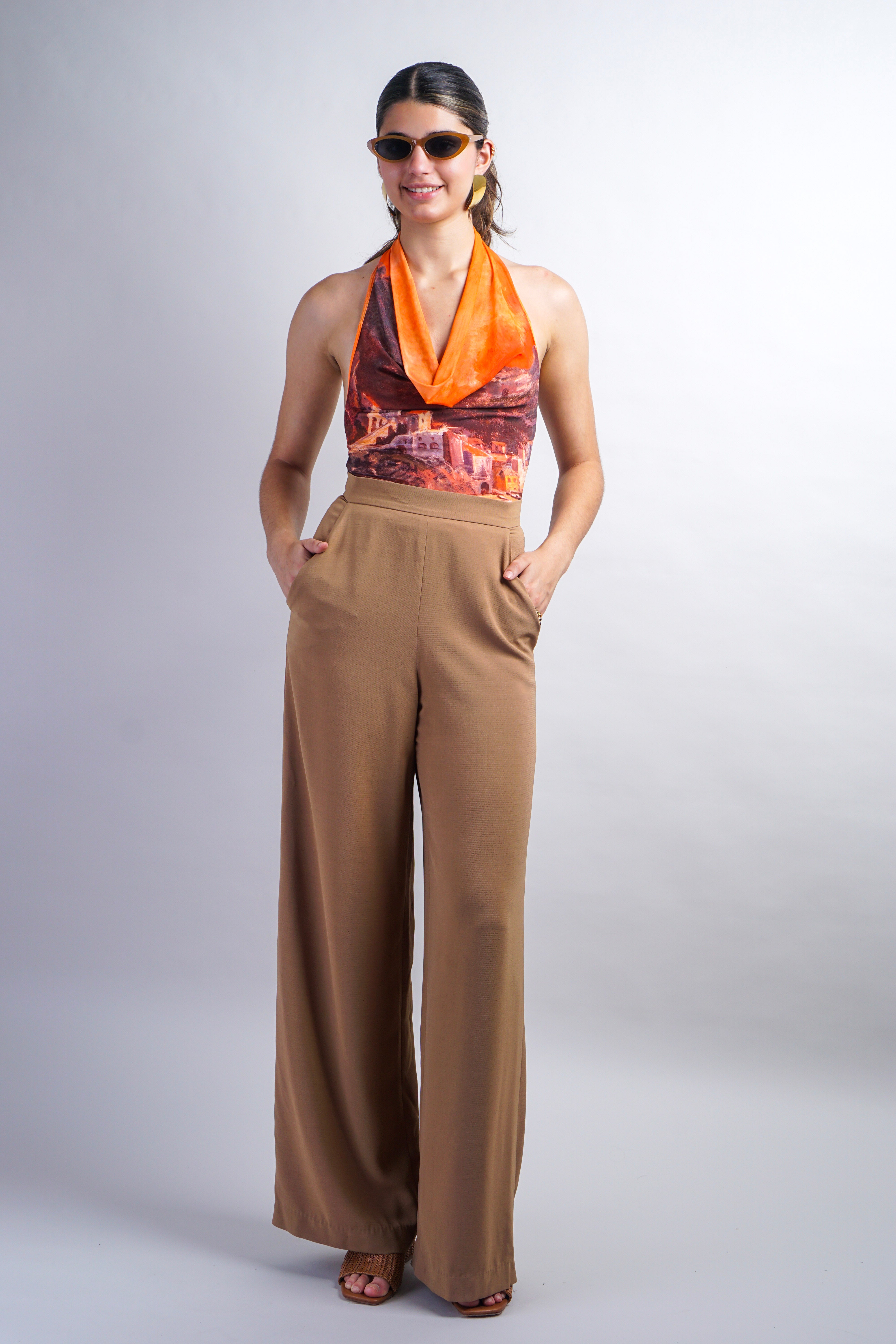 Sunset Riviera Border Cowl Mesh Top