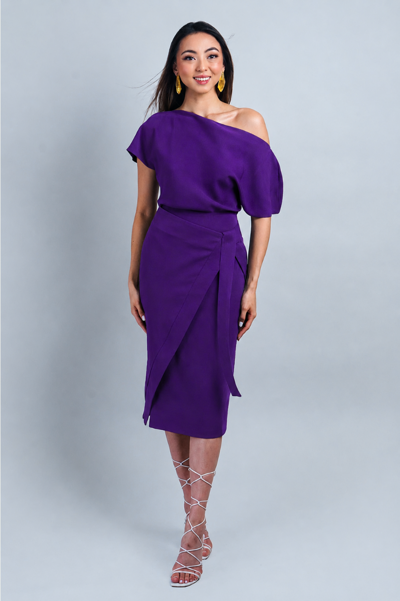 Pre- Order Purple Misha Wrapped Midi Skirt