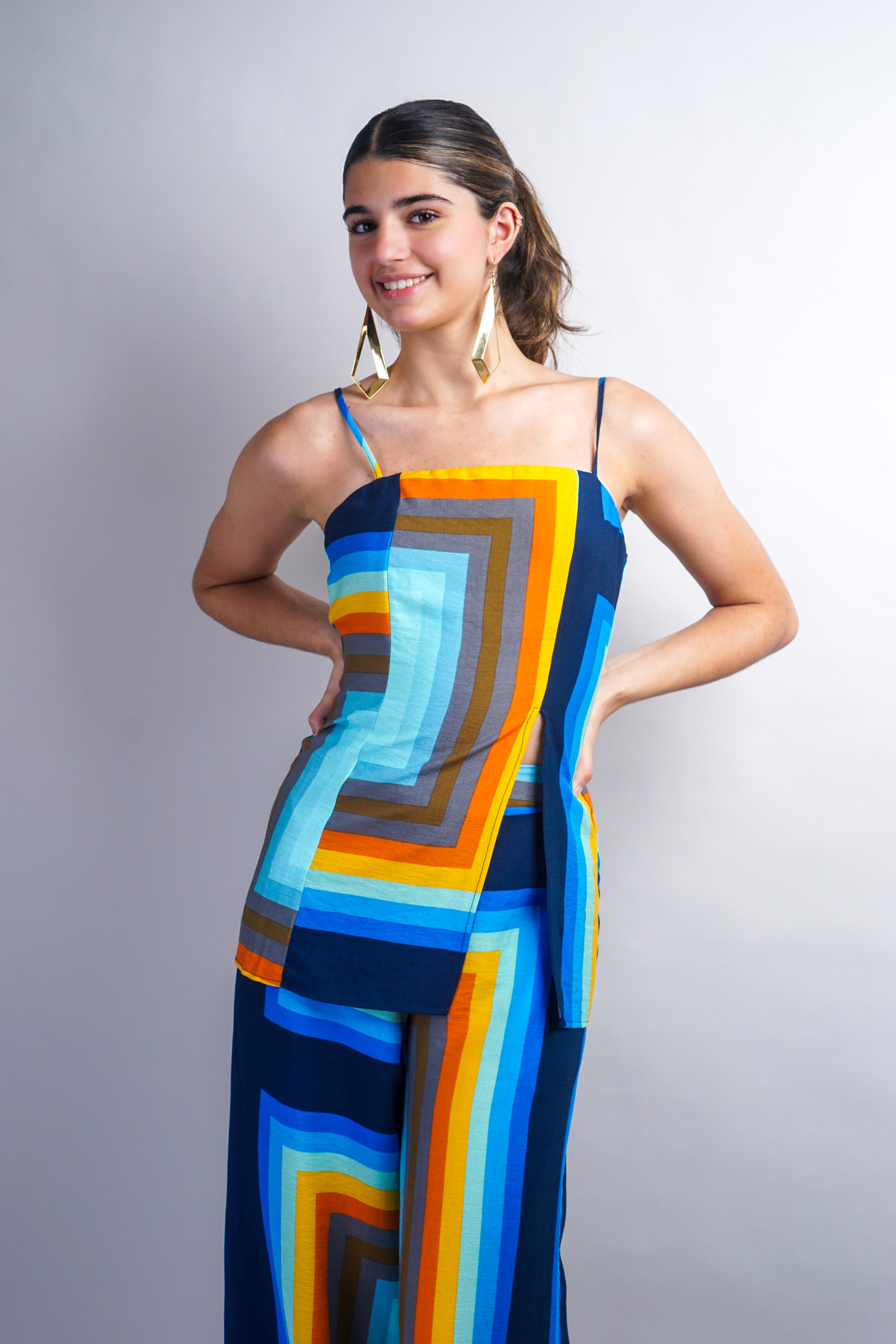 Multi Rectangle Print Tunic Top