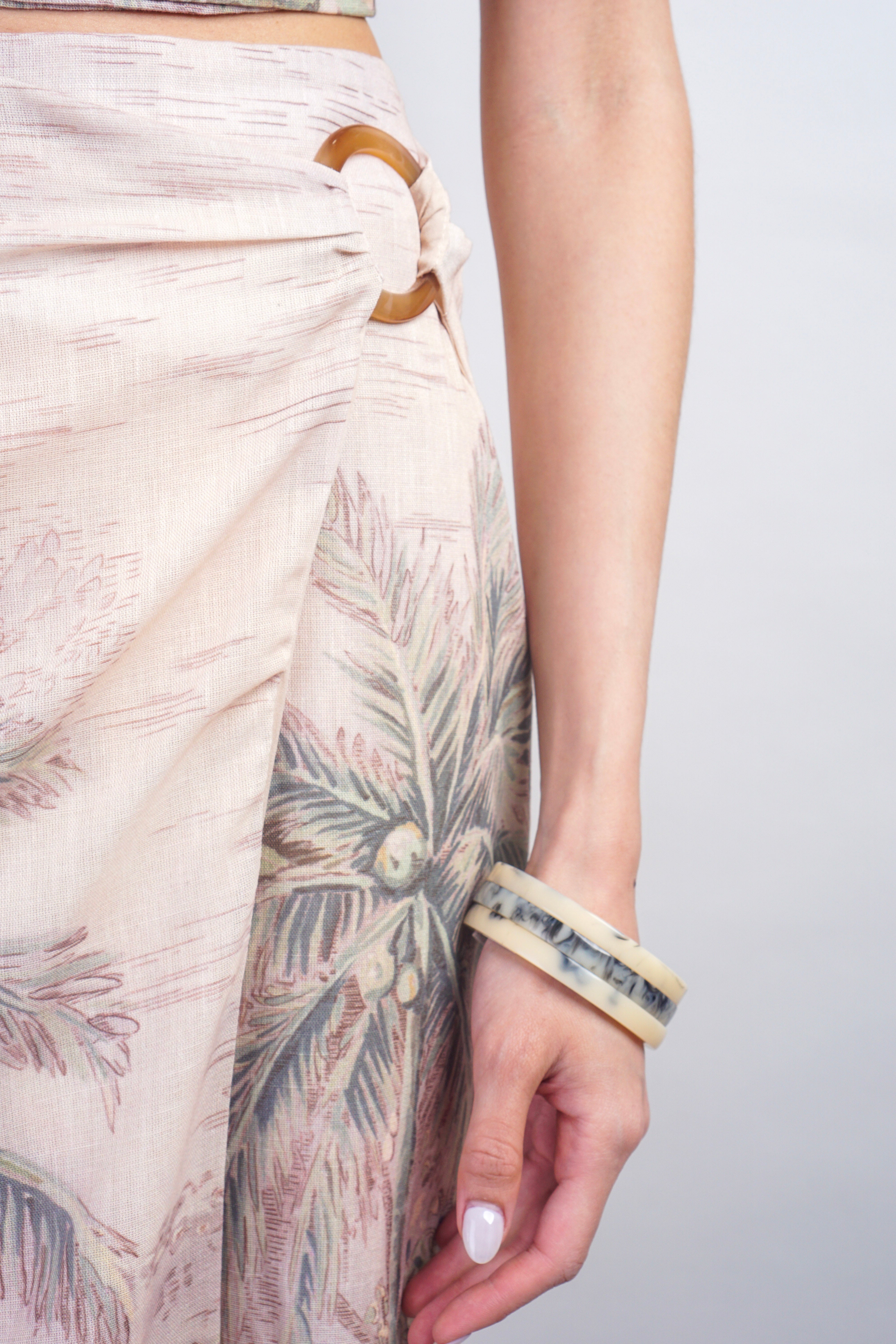 Tropical Palm Tree Faux Wrap Skirt