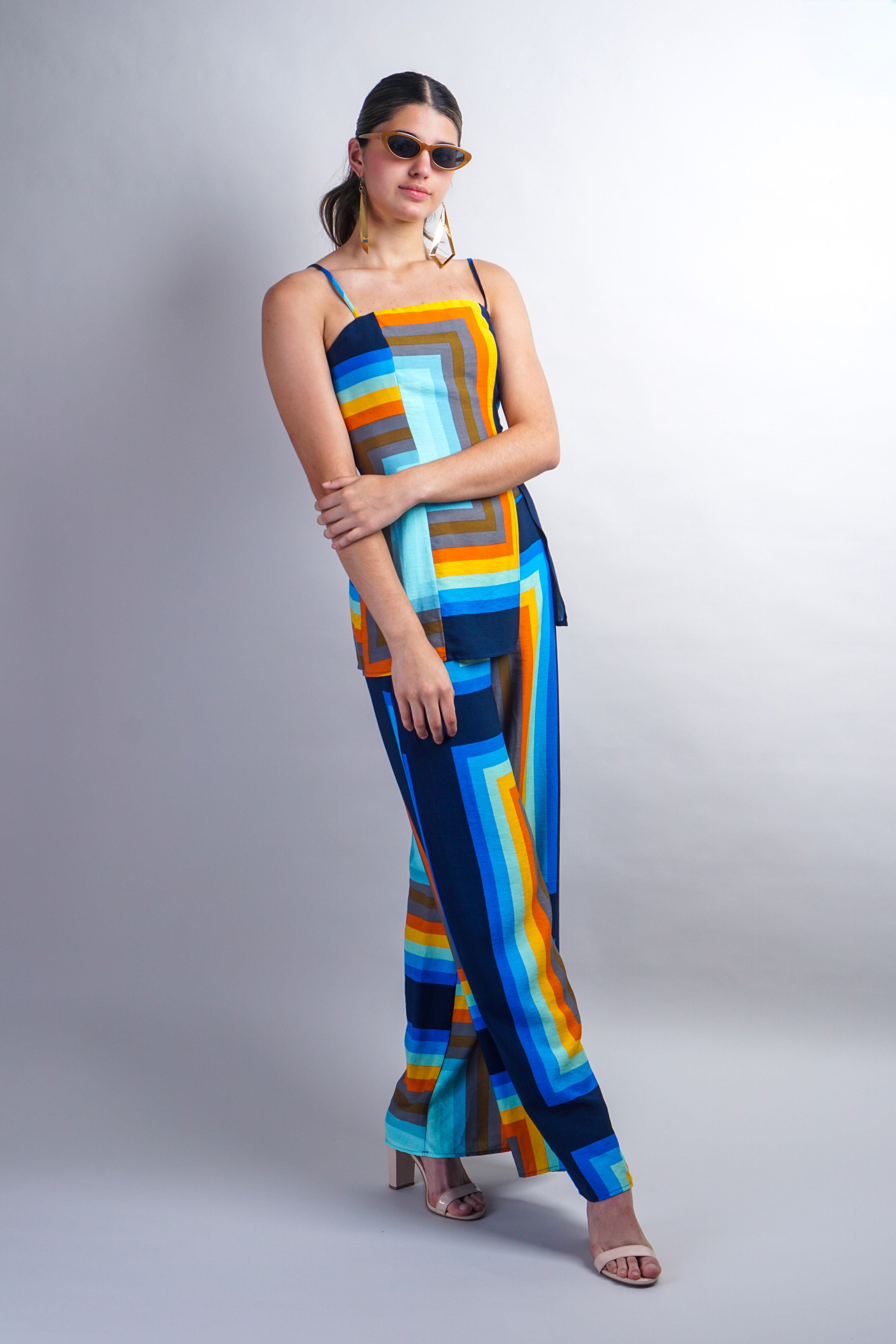 Multi Rectangle Print Pant
