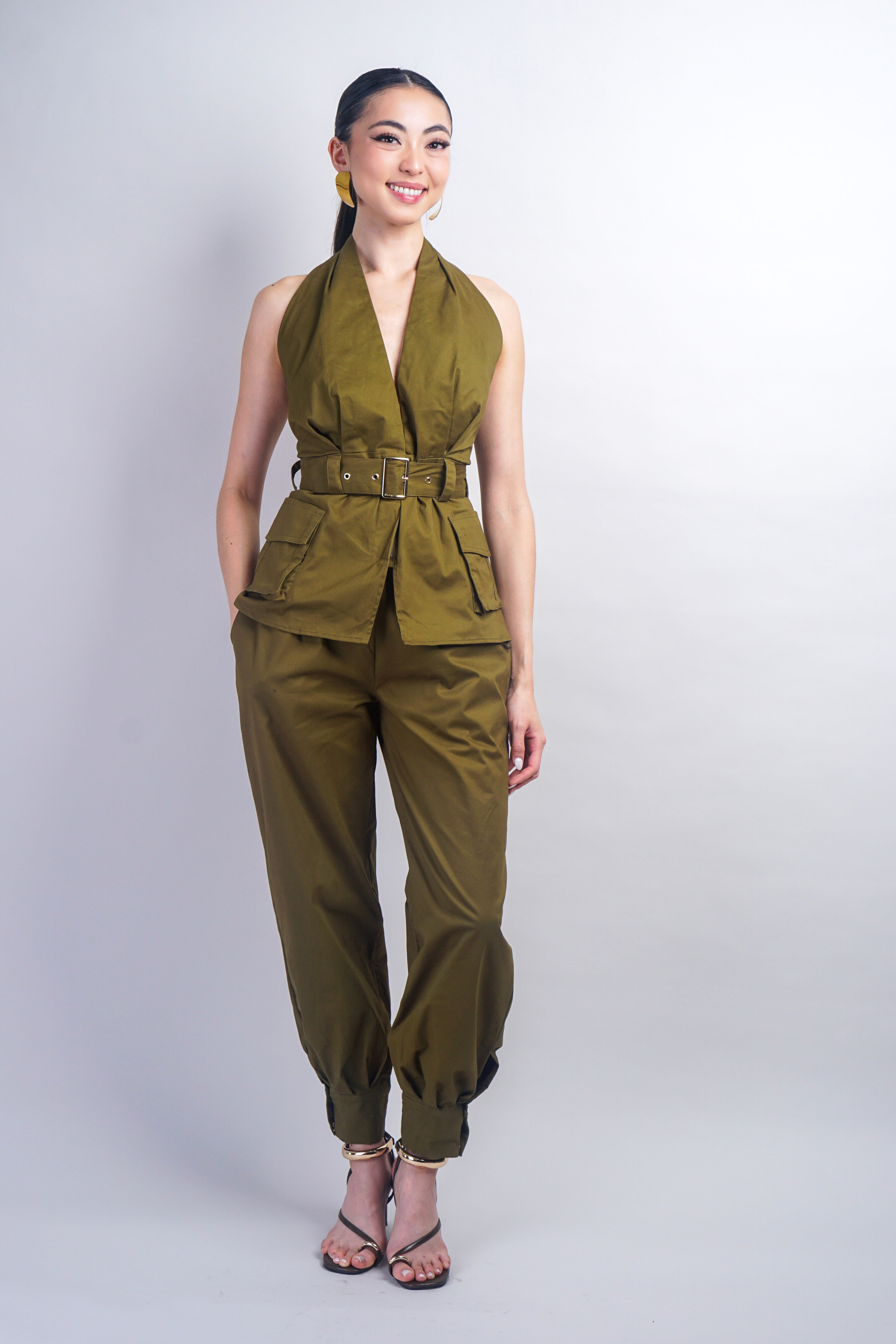 Green Cargo Snap Pants