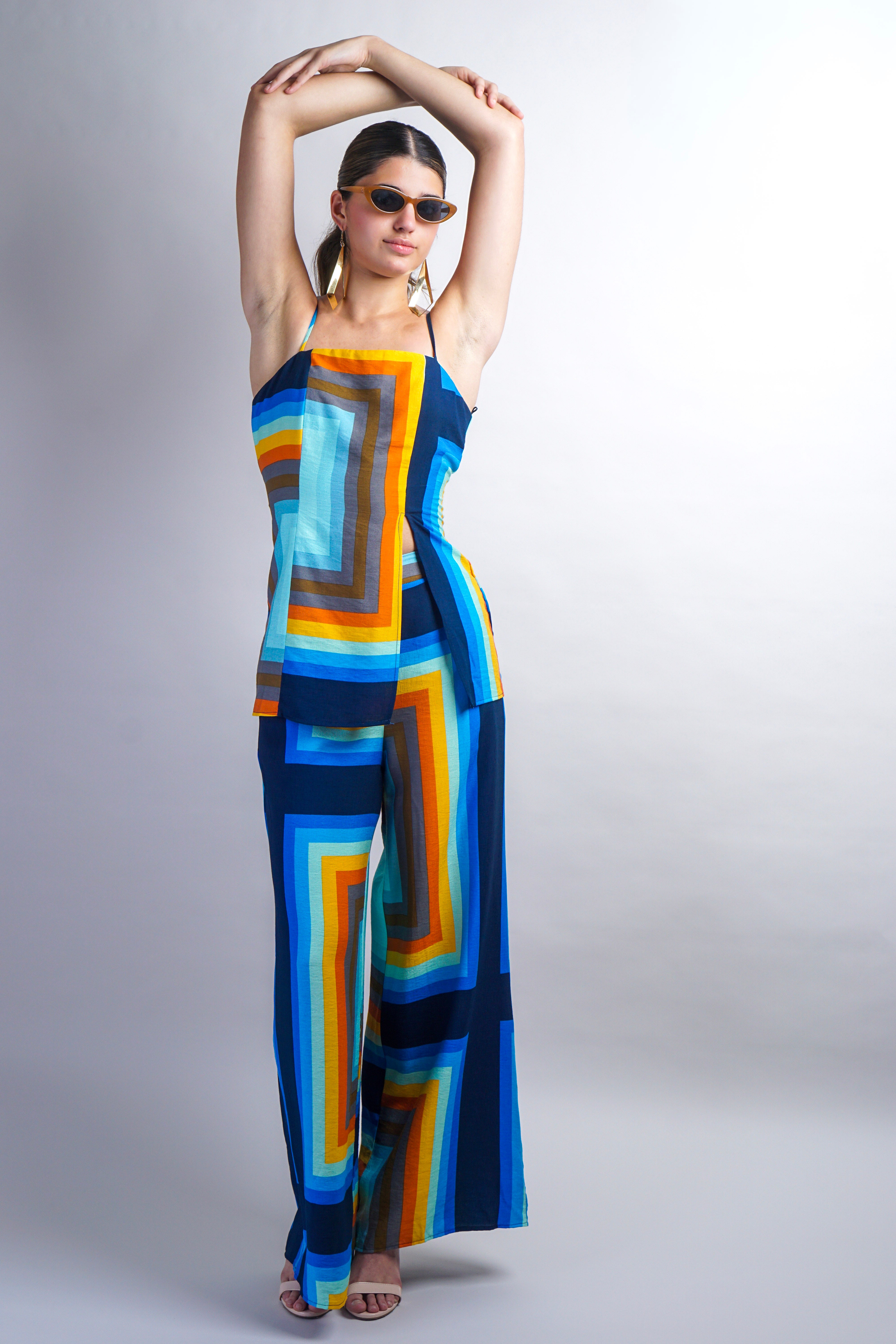 Multi Rectangle Print Tunic Top