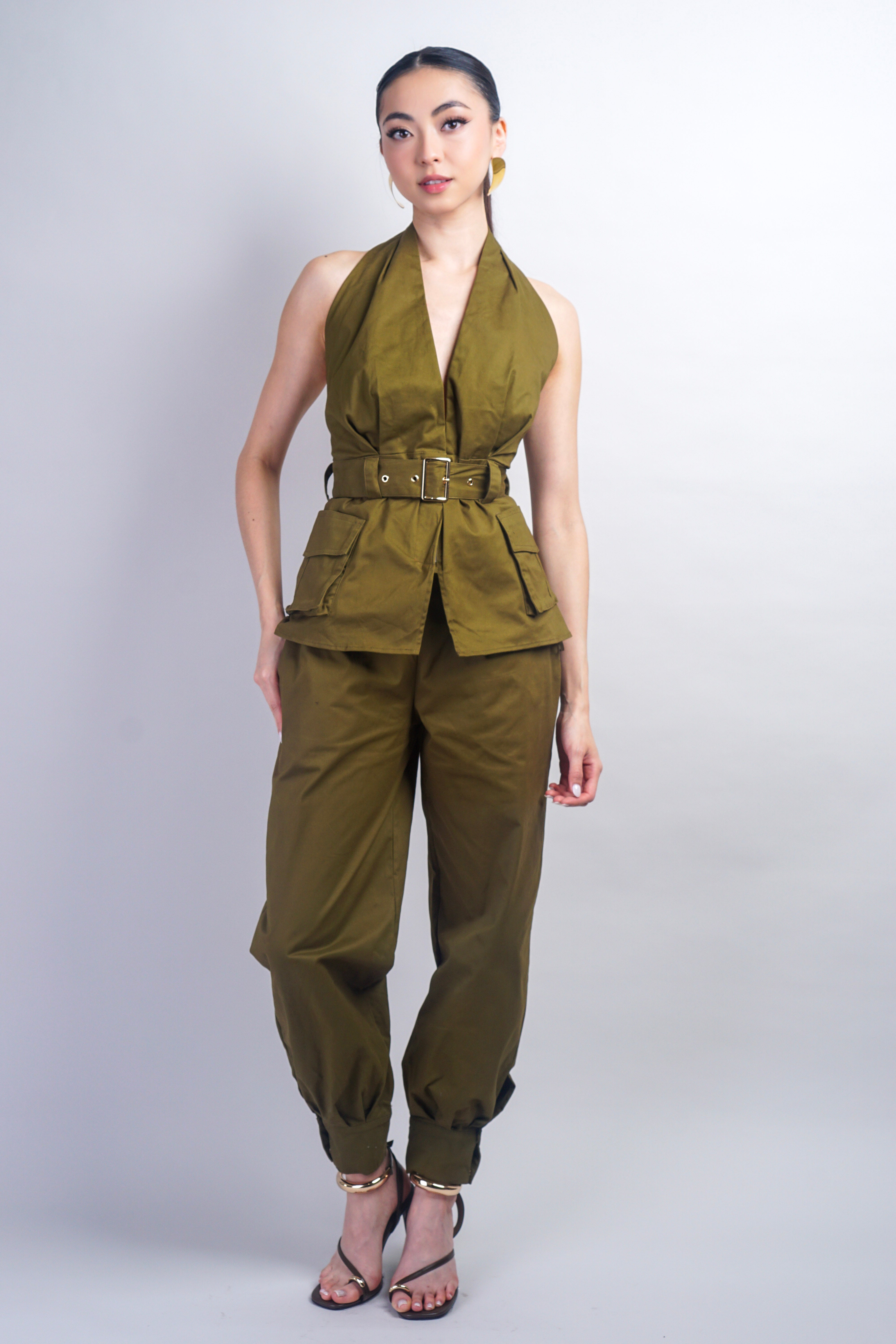 Green Cargo Snap Pants