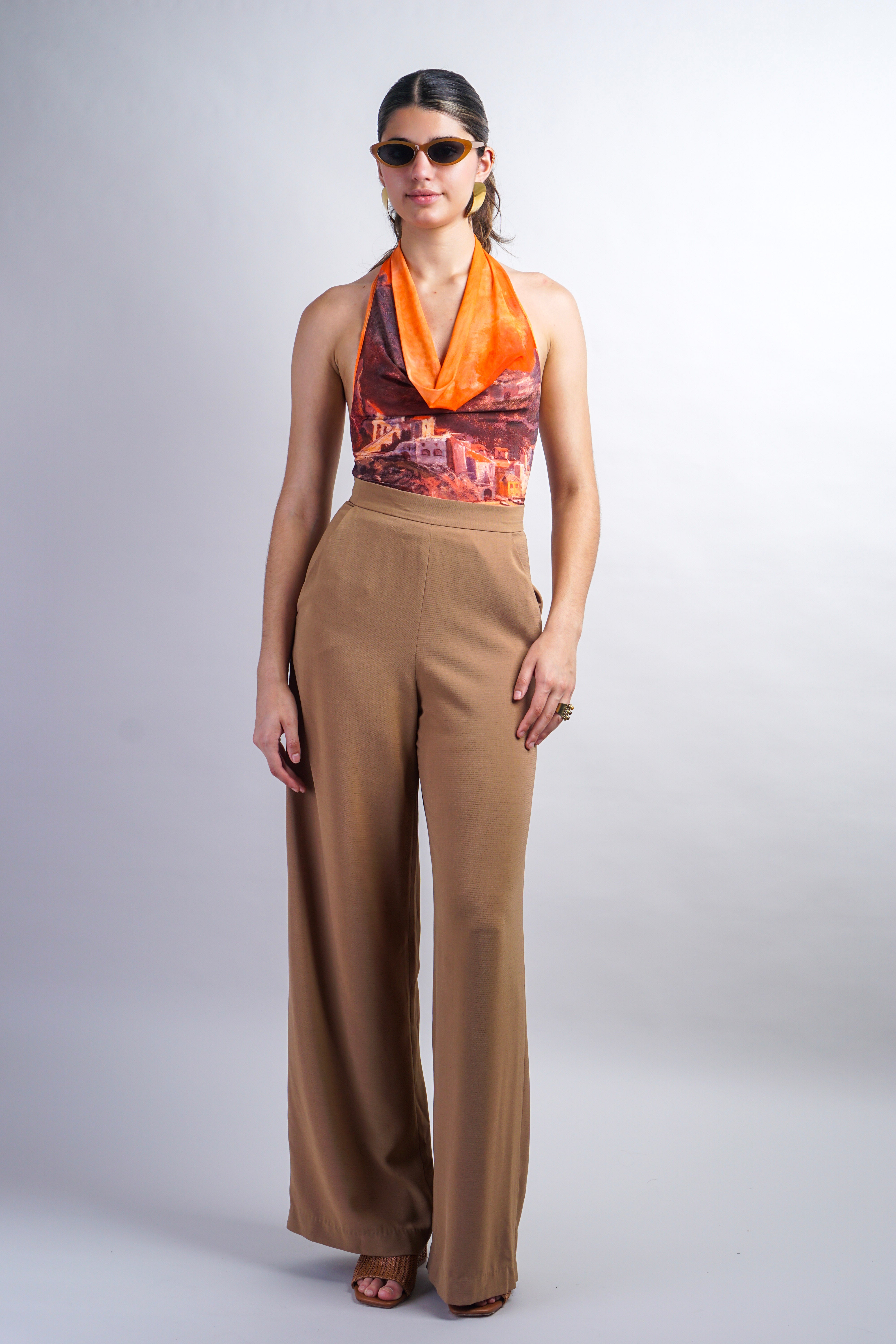 Sunset Riviera Border Cowl Mesh Top