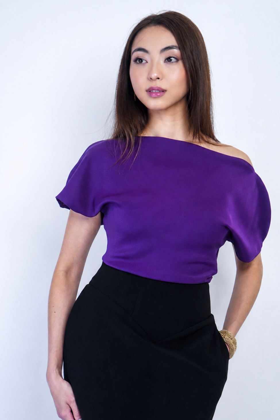 Pre Order- Purple Bow Neck Micah Top