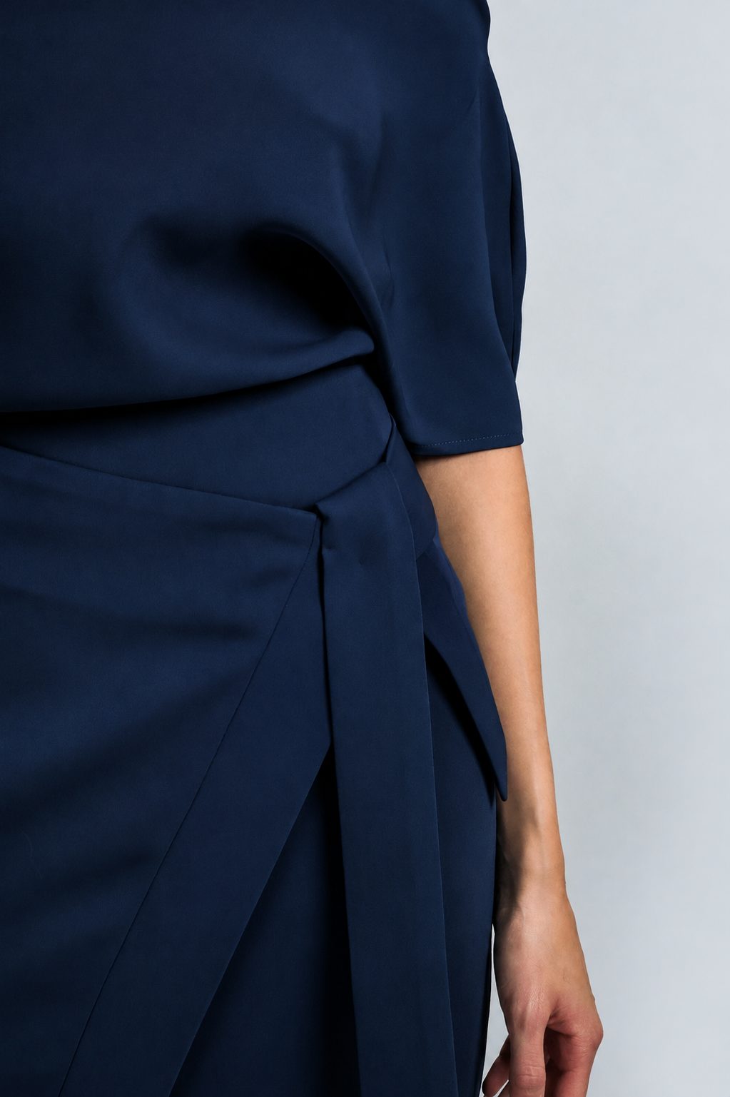 Dark Blue Misha Wrapped Midi Skirt