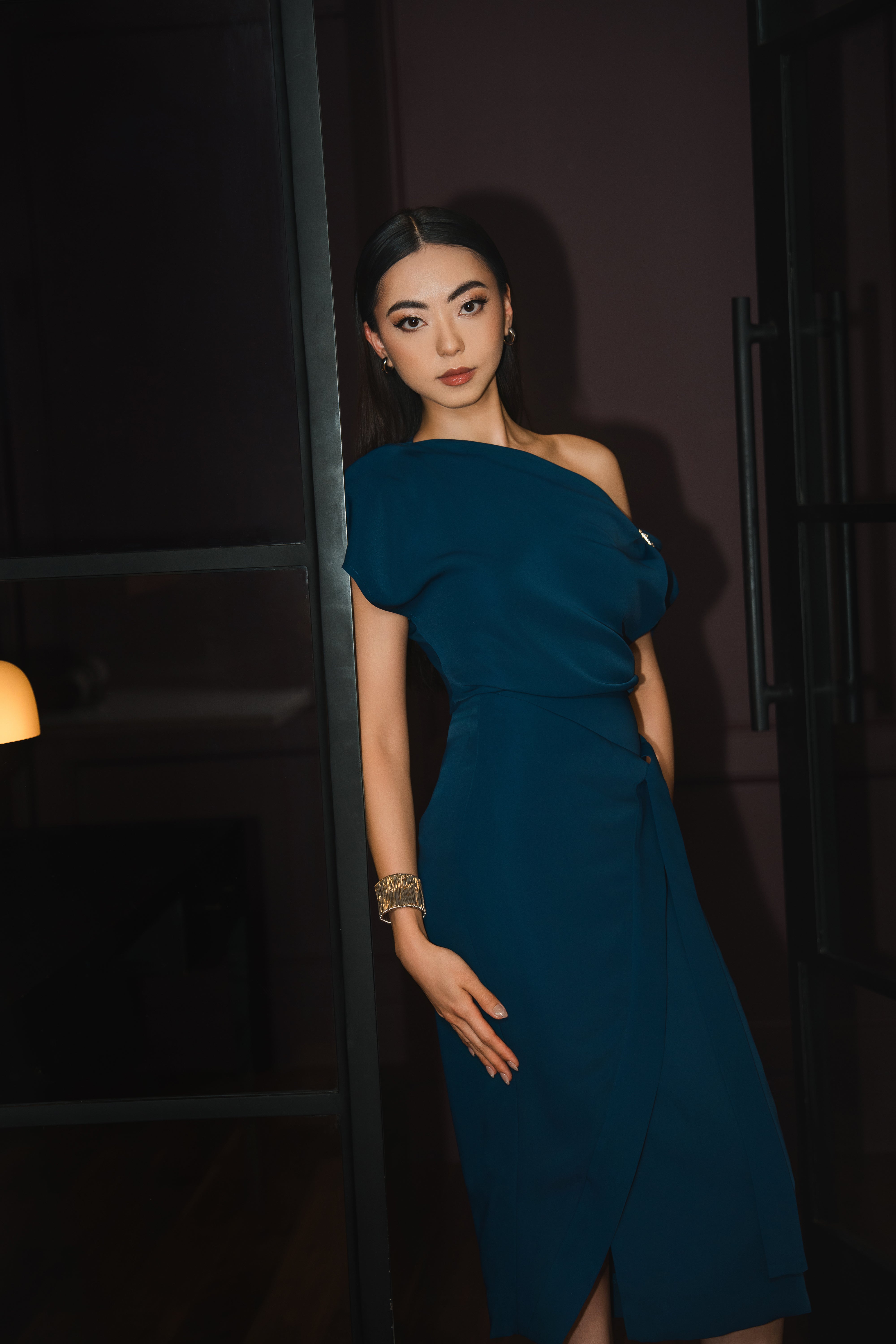 Dark Blue Misha Wrapped Midi Skirt