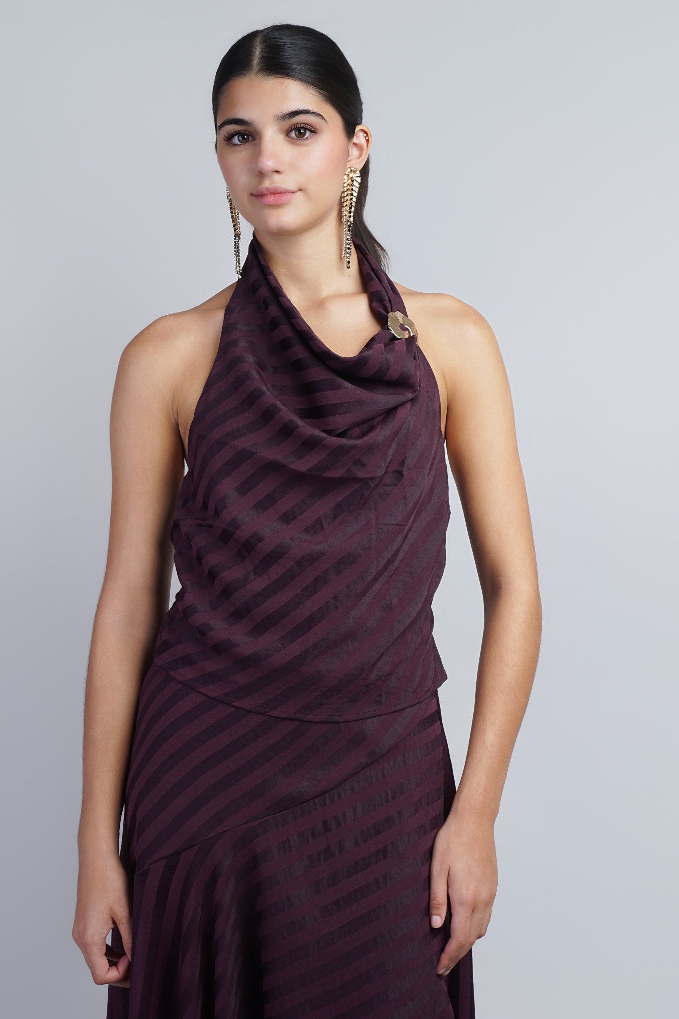 Plum Striped Halter Top