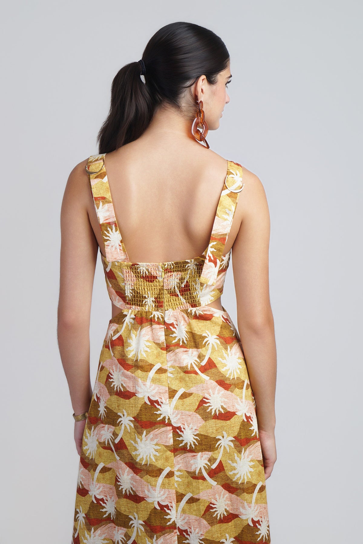 Multi Brown Retro Print Dress