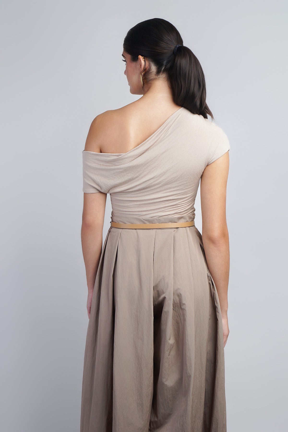 Taupe Relaxed Fit With Draped  Top