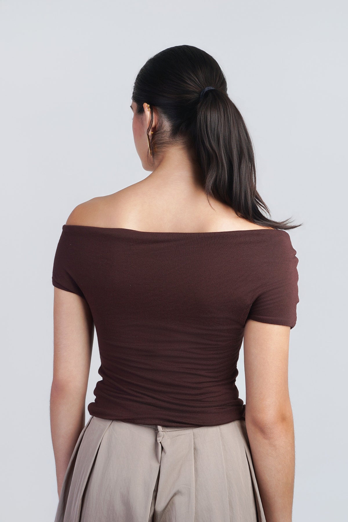Brown Relaxed Fit With Draped  Top