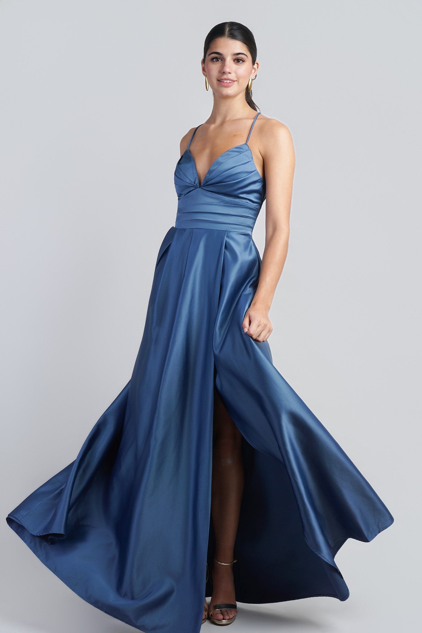 Slate Blue  A Line Gown
