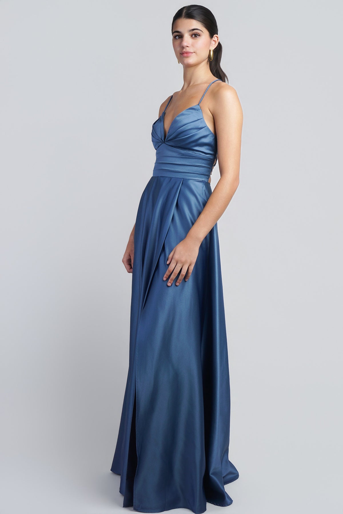 Slate Blue  A Line Gown