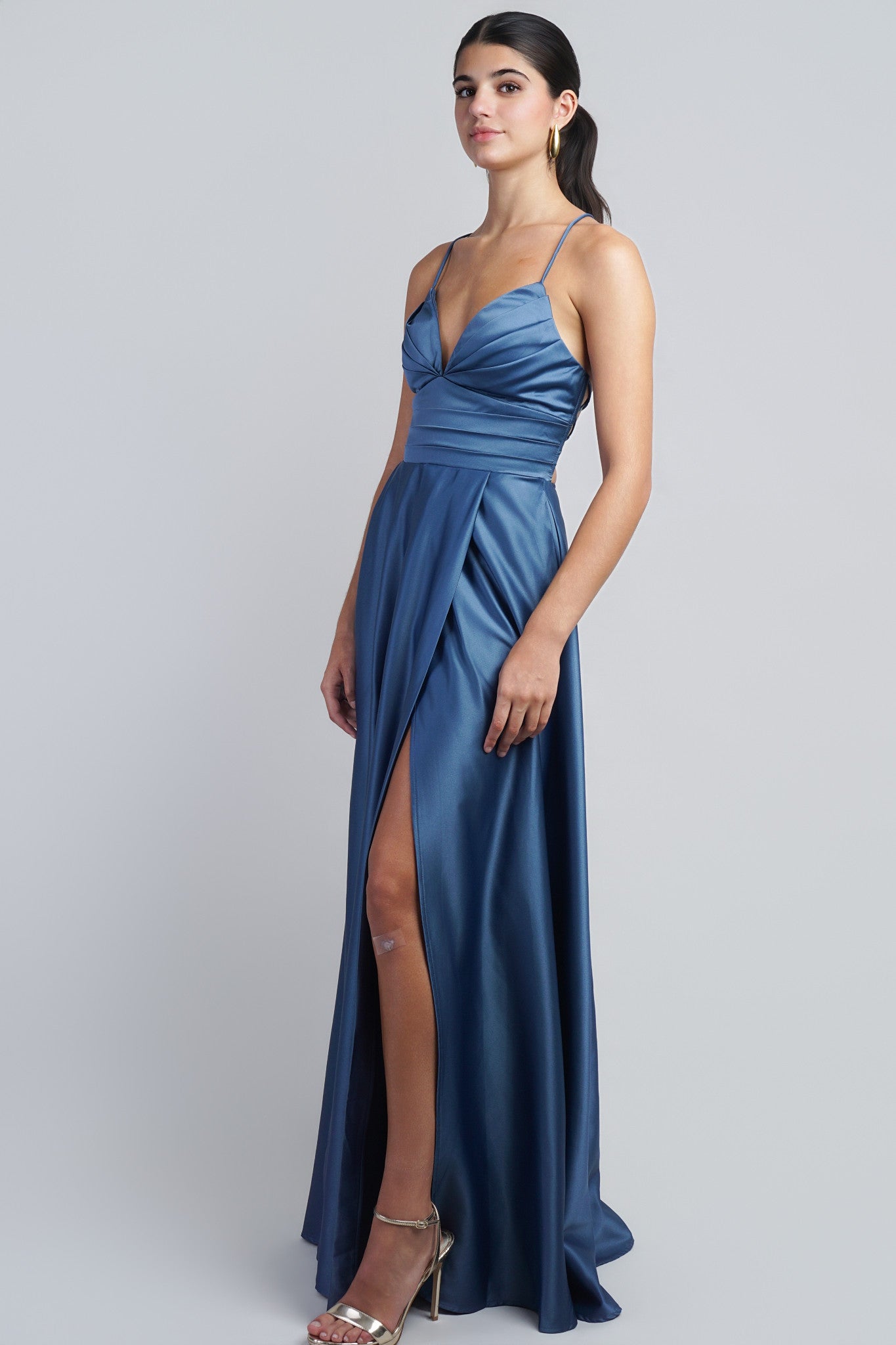 Slate Blue  A Line Gown