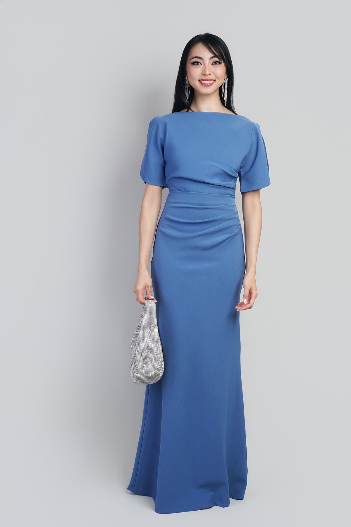 Bluebonnet Petal Sleeve Boatneck Gown