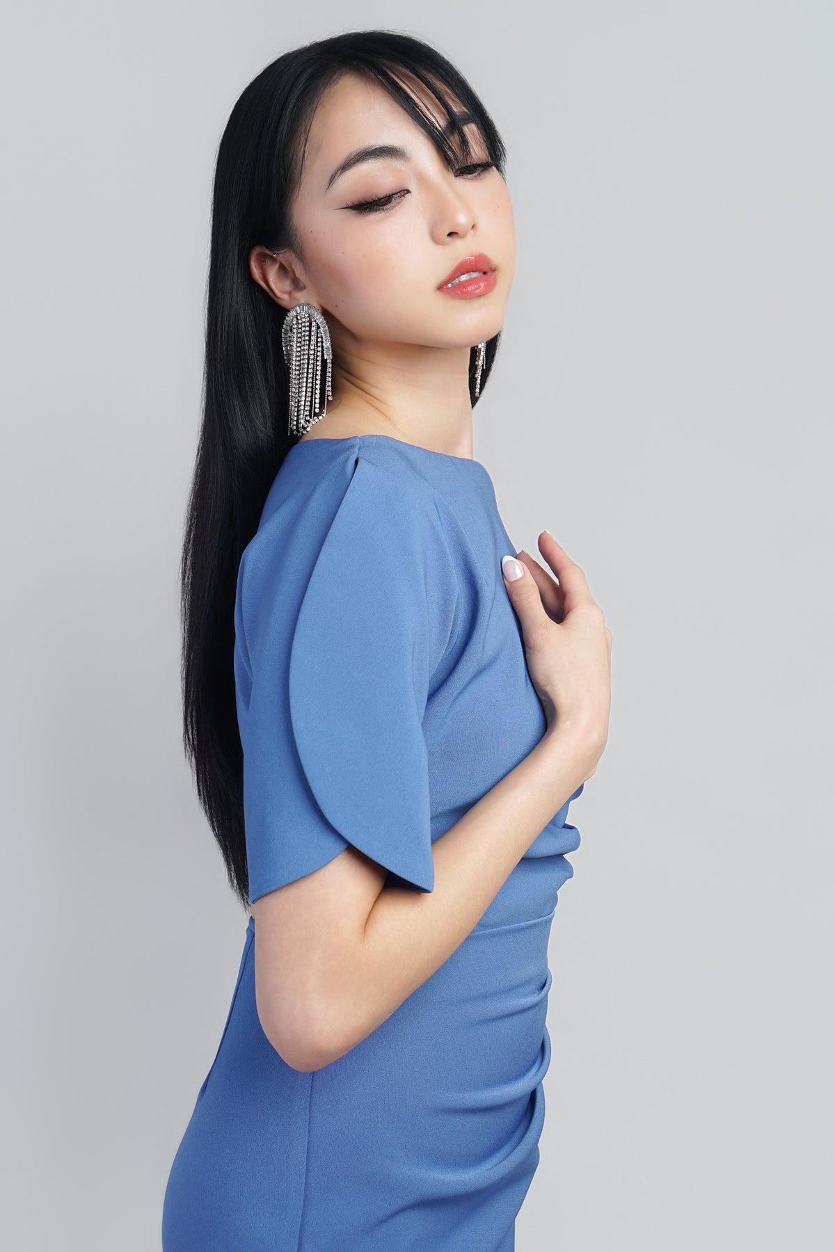 Bluebonnet Petal Sleeve Boatneck Gown