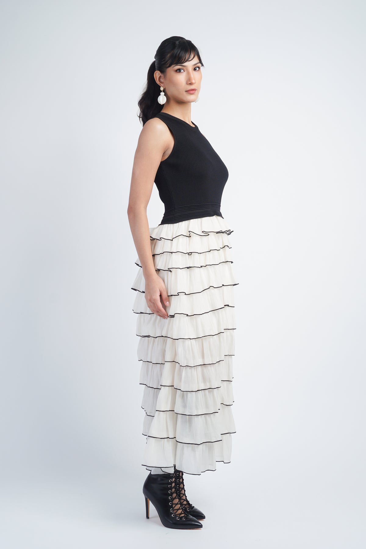 Black Ivory Ruffle Dress